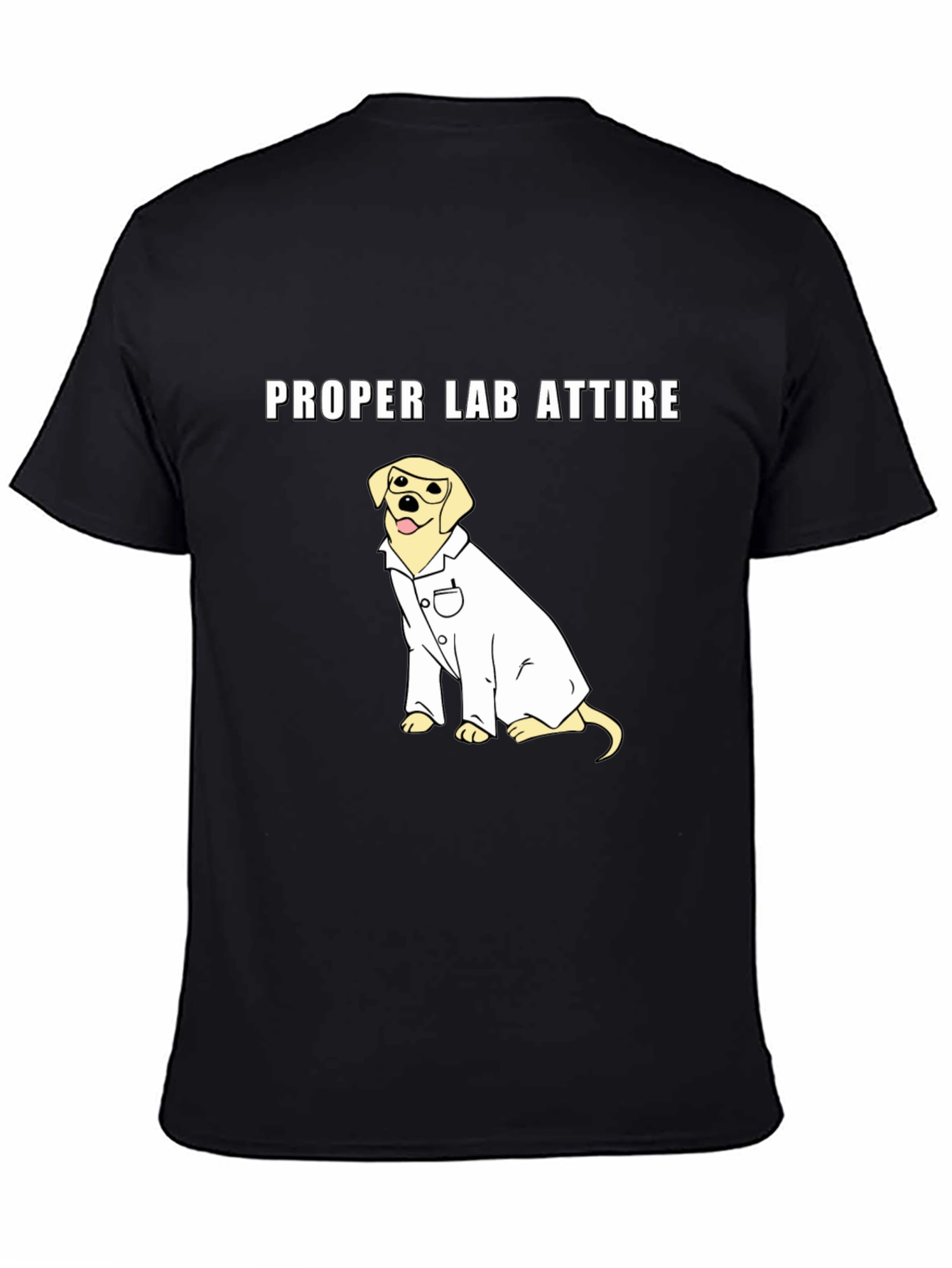 Black Proper Lab Attire Dog T-Shirt - Science Humor Tee view 4