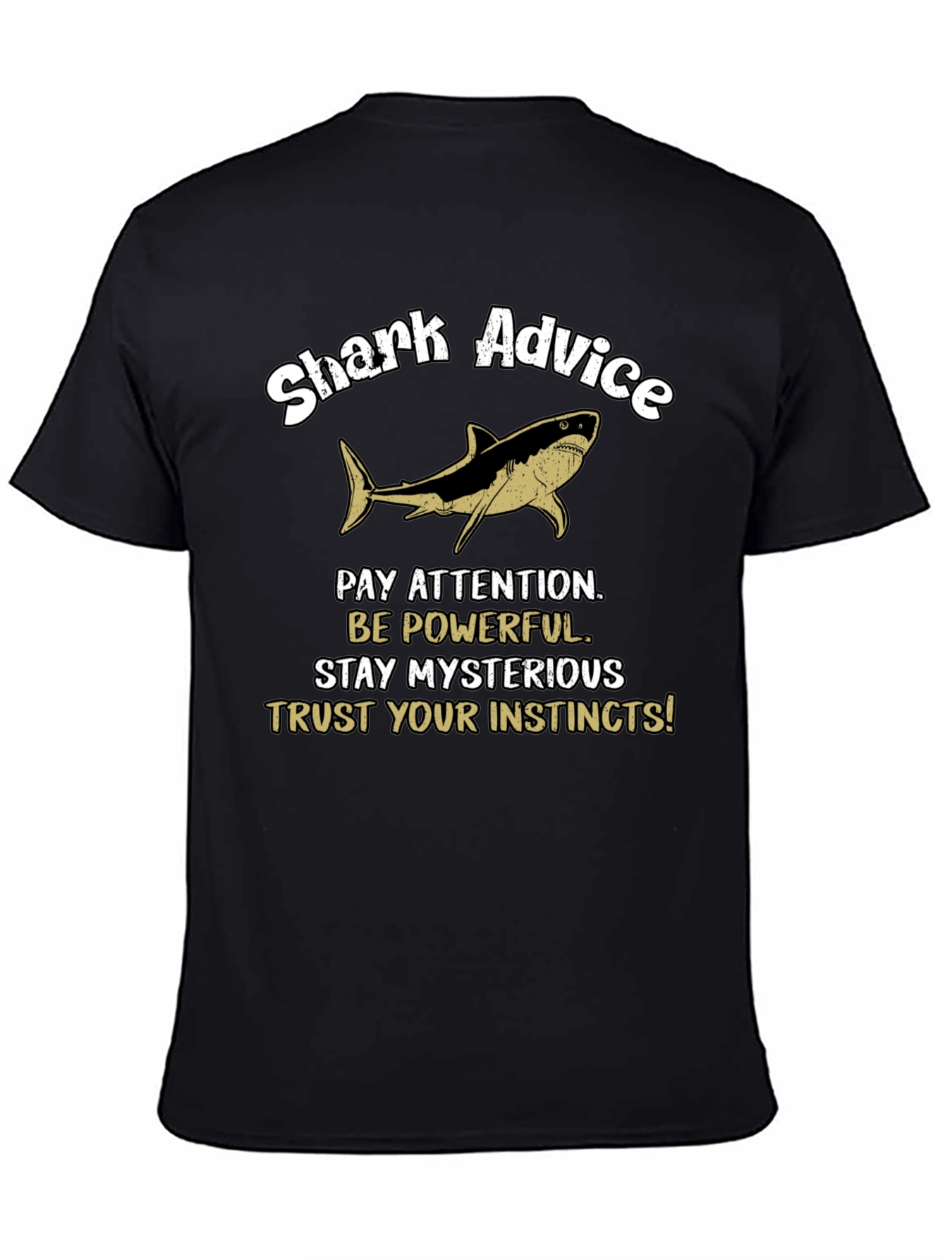 Black Shark Advice Graphic T-Shirt - Pay Attention Tee view 4
