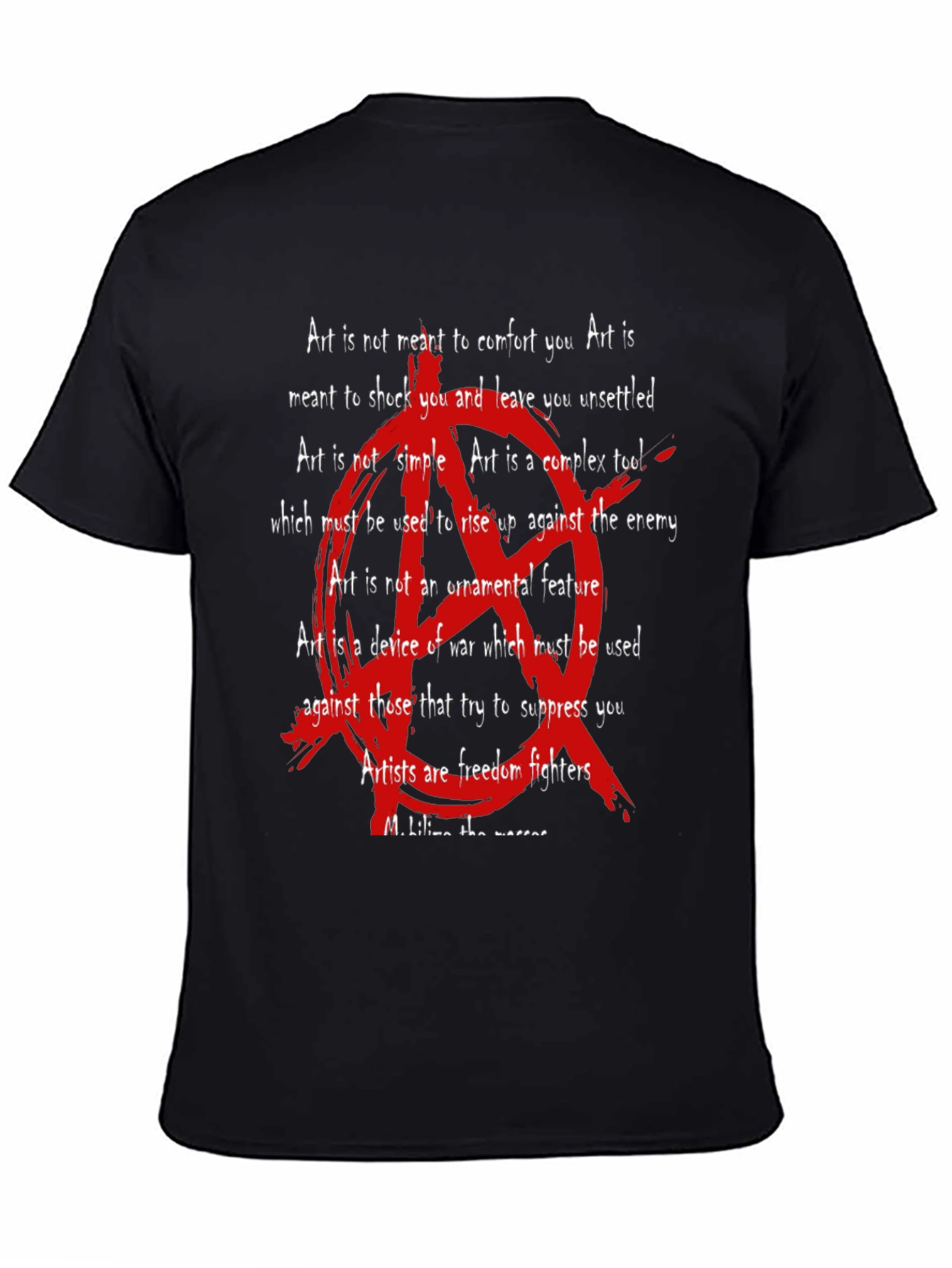 Black Anarchy Art Quote T-Shirt - Freedom Fighters Tee view 4