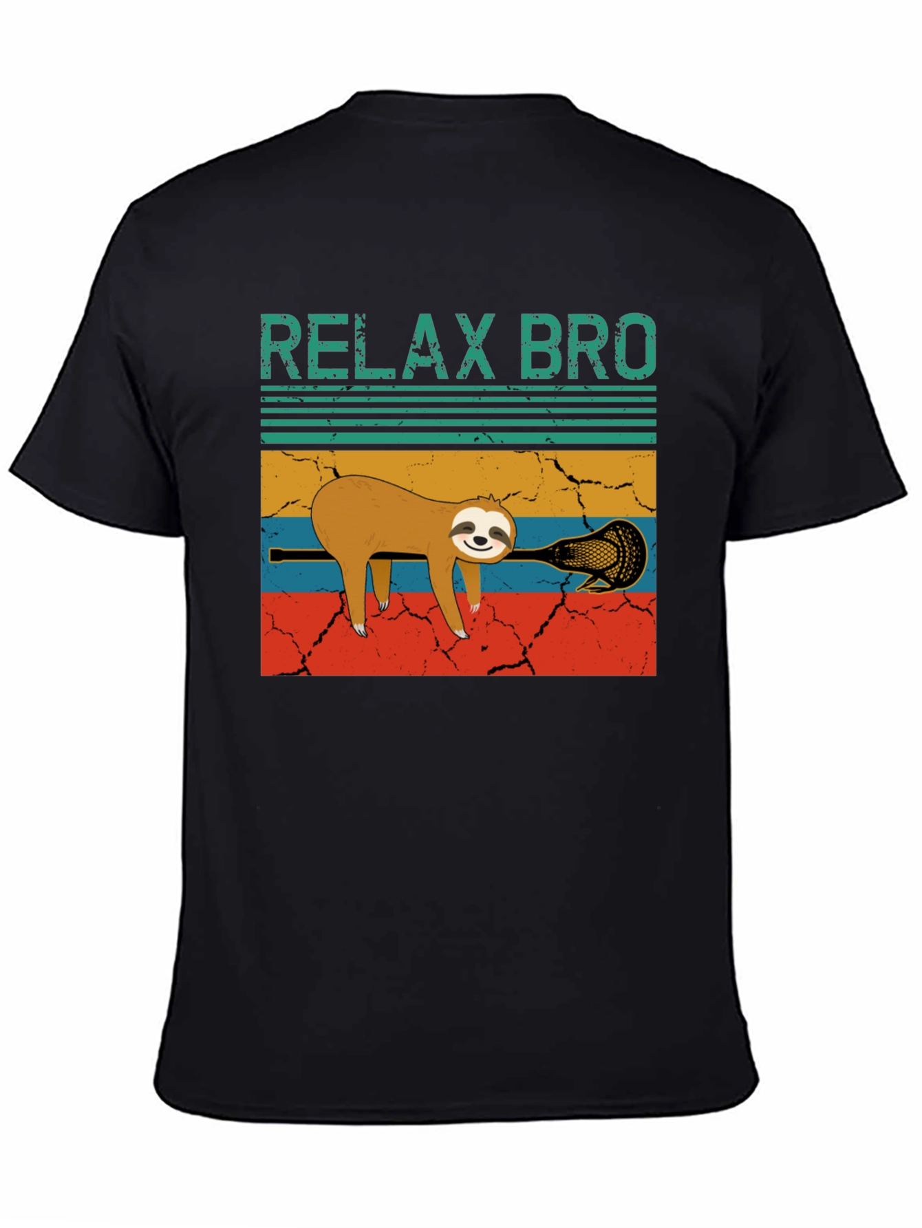 Black Relax Bro Sloth Lacrosse Graphic Tee view 4