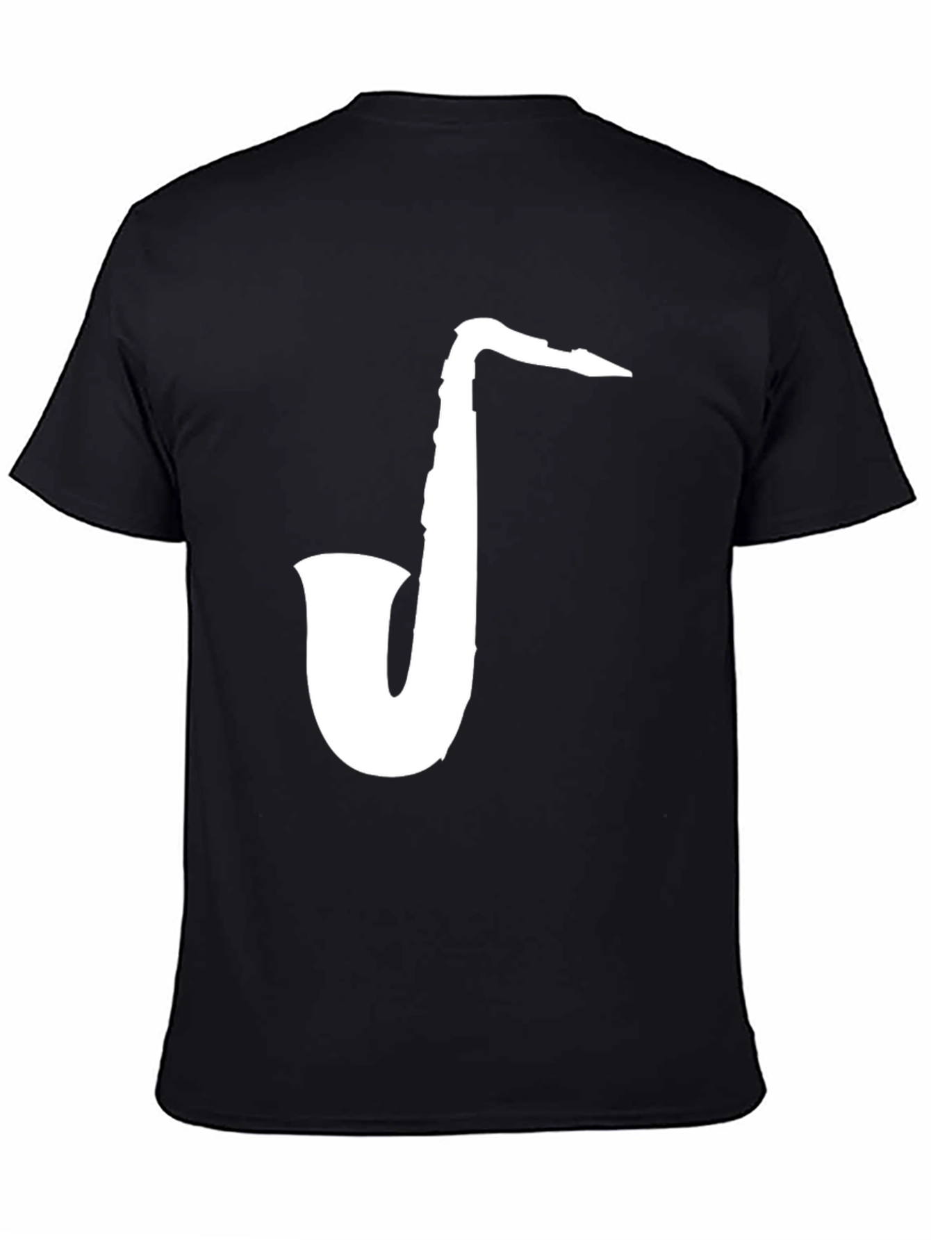 Black Saxophone Graphic Tee - Black Cotton T-Shirt view 4