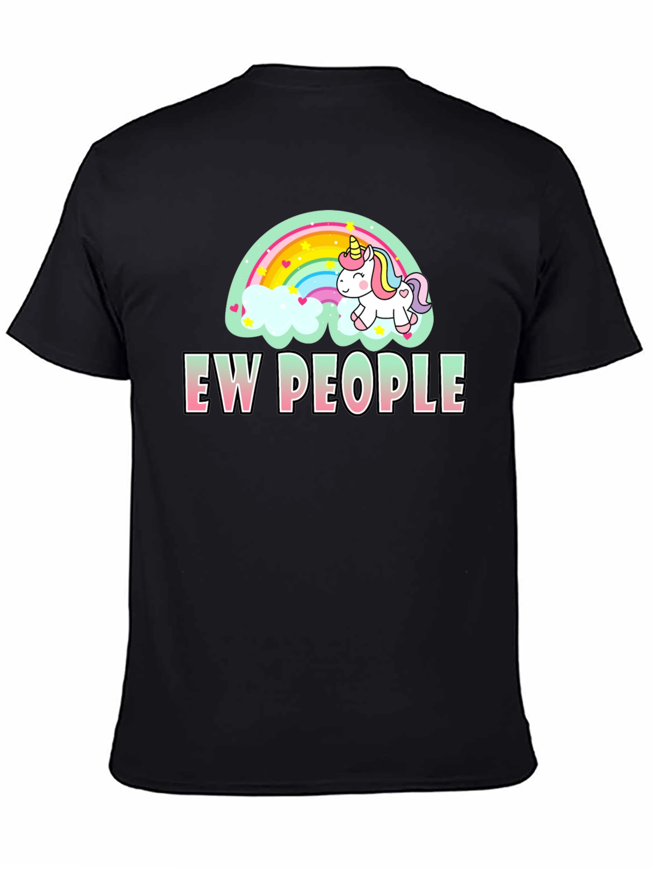 Black Ew People Unicorn Rainbow T-Shirt view 4