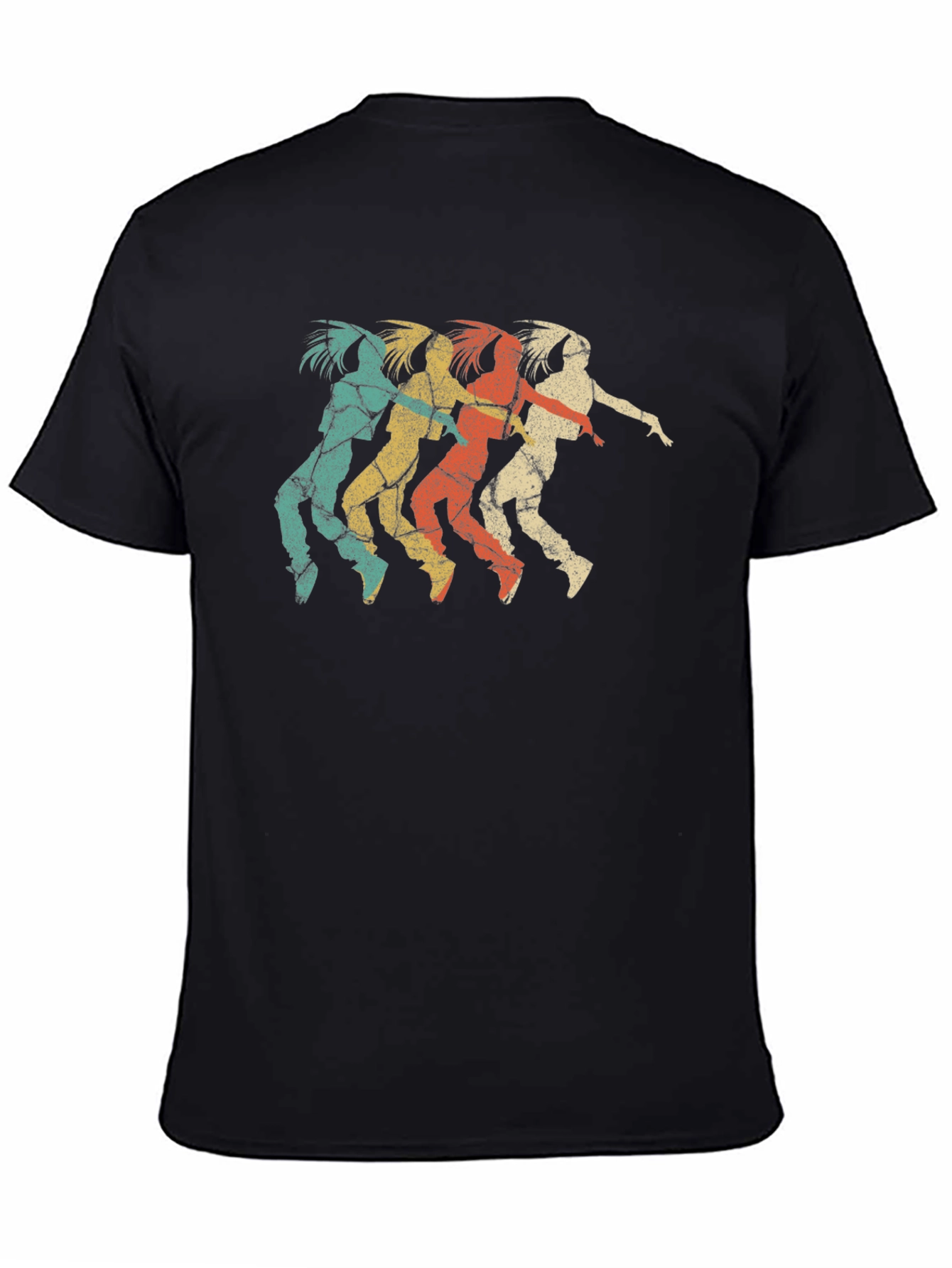 Black Retro Dancer Graphic Tee - Vintage Style Black T-Shirt view 4