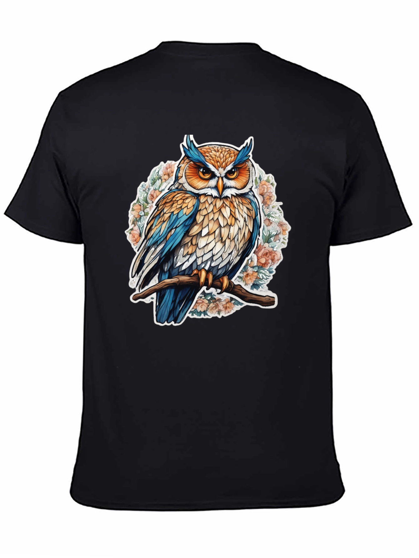 Black Owl Graphic Tee - Bird on Branch view 4