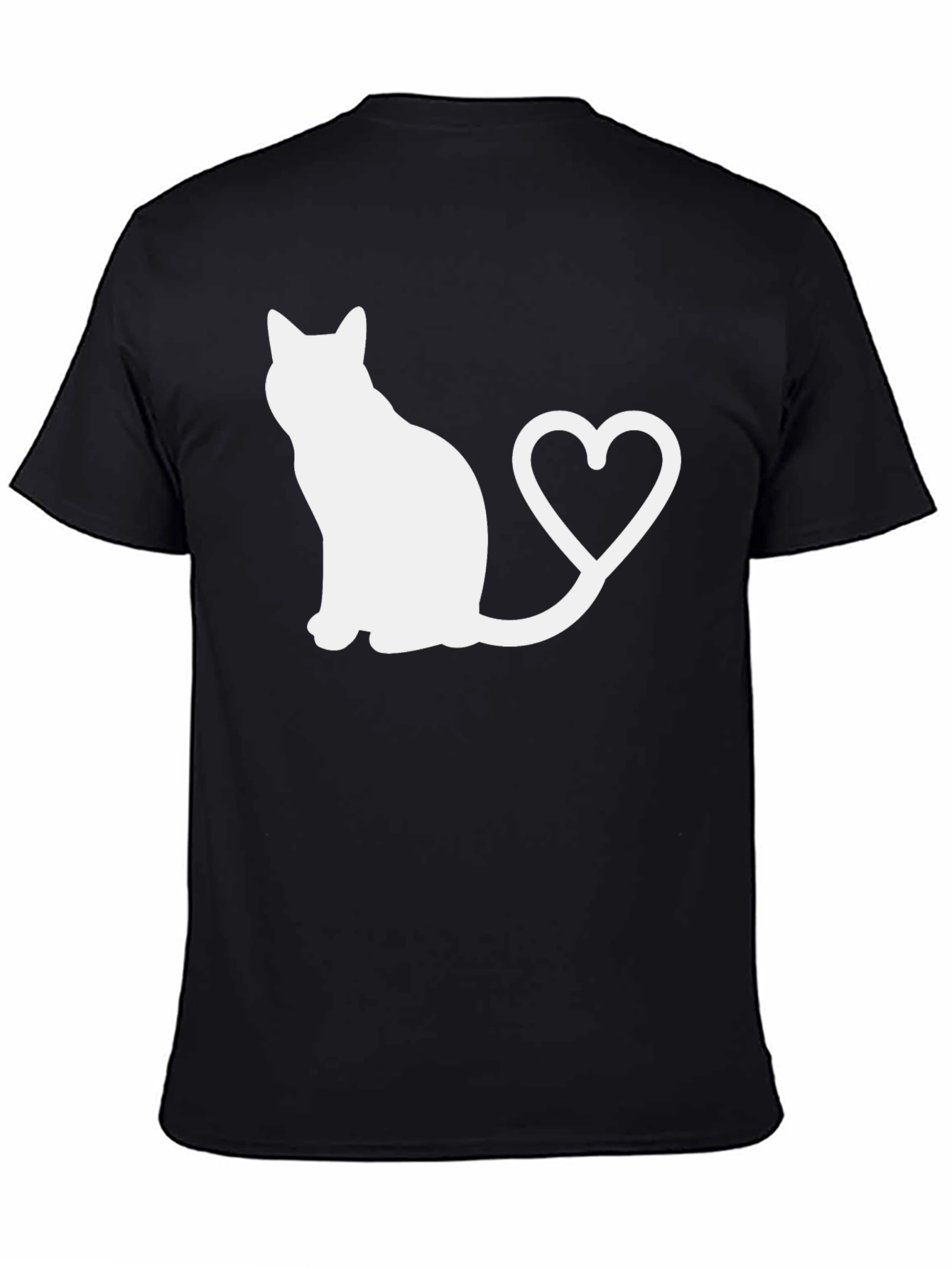 Black Cat Heart Tail Graphic T-Shirt view 4