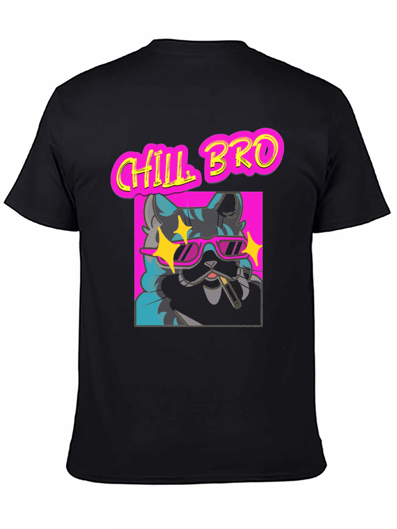Black Chill Bro Cat Graphic T-Shirt - Relaxed Fit view 4
