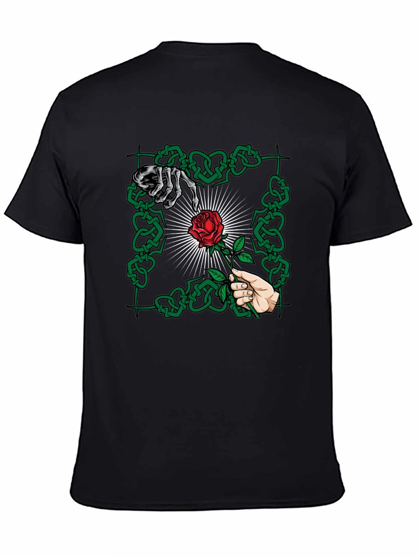 Black Rose & Bones Graphic Tee - Edgy Streetwear view 4