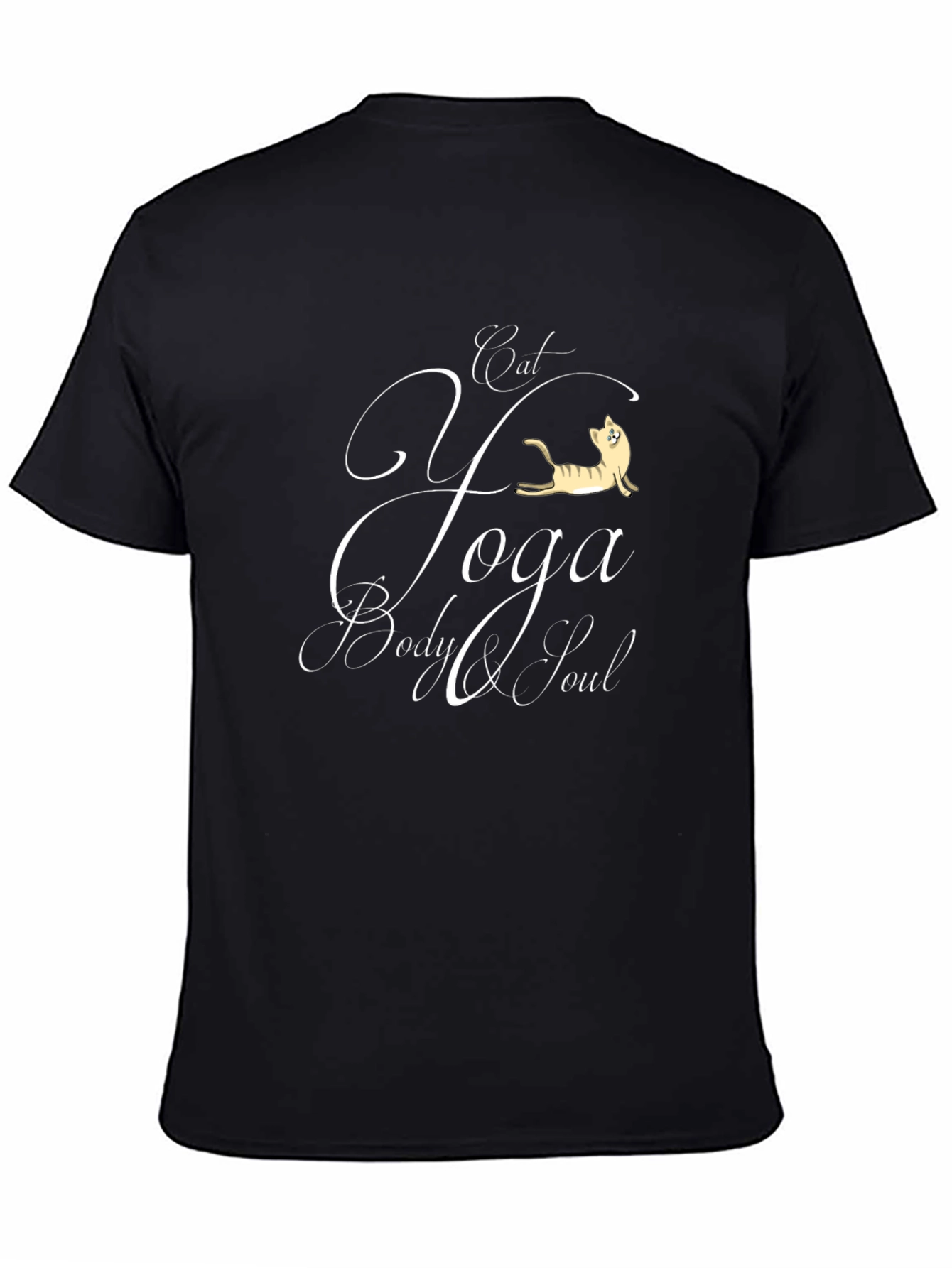 Black Cat Yoga Black T-Shirt - Body & Soul view 4