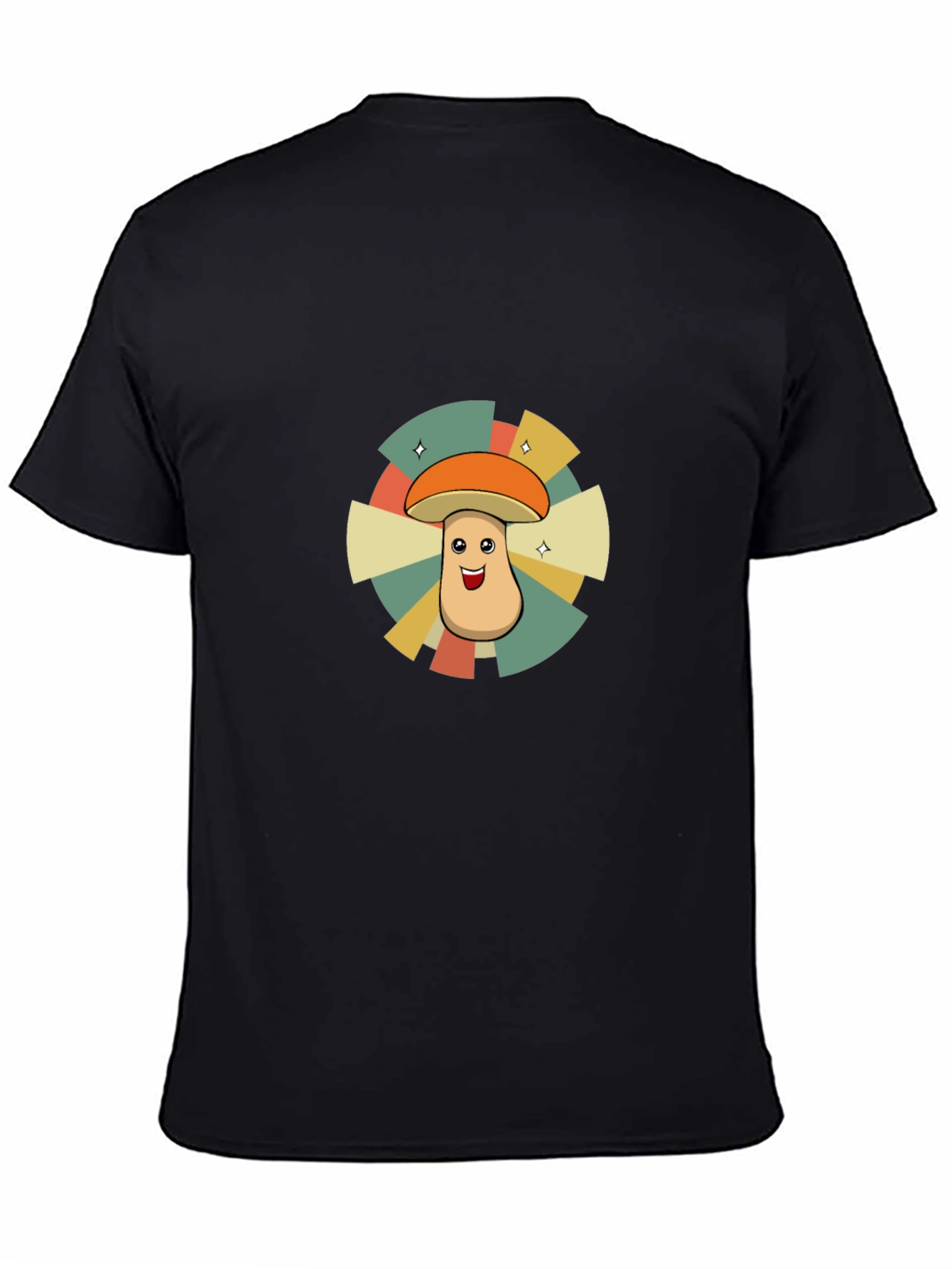 Black Retro Mushroom Graphic Tee - Unisex Black T-Shirt view 4