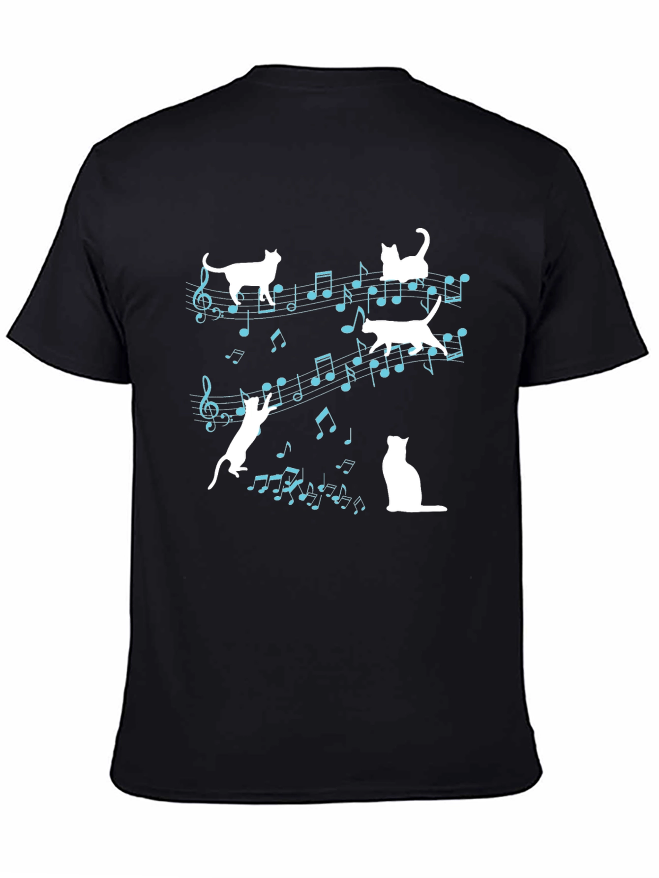 Black Musical Cats Graphic Tee - Black Cotton Shirt view 4