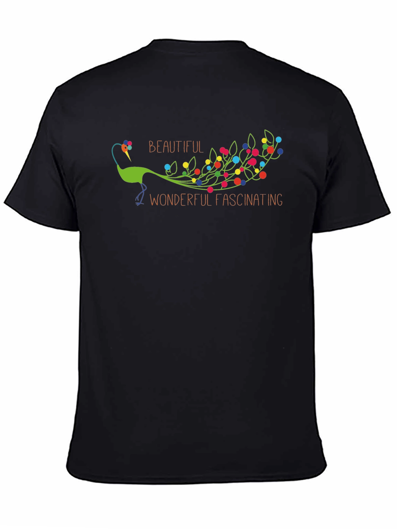 Black Beautiful Peacock Graphic Tee view 4