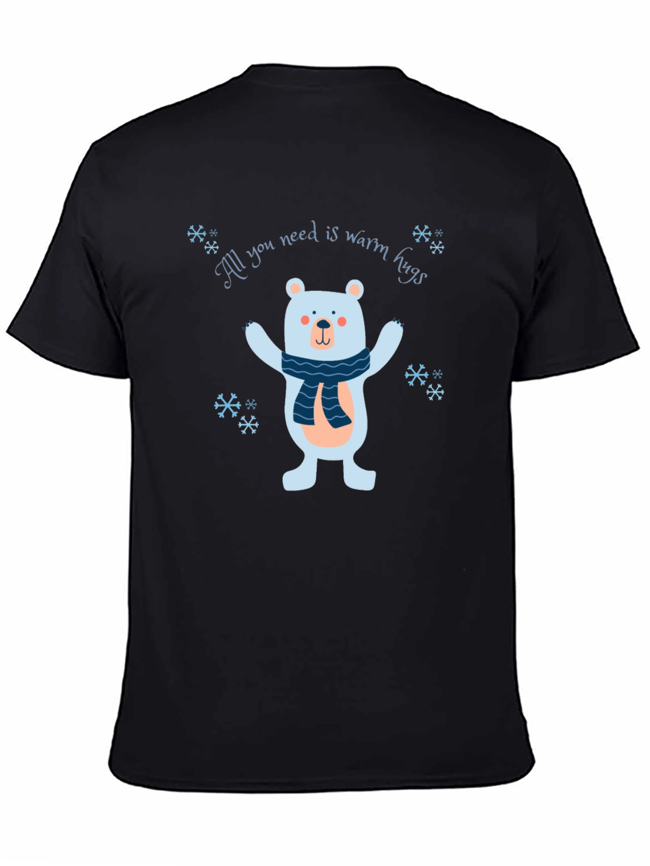 Black Warm Hugs Bear Graphic Tee - Cozy Winter Style view 4