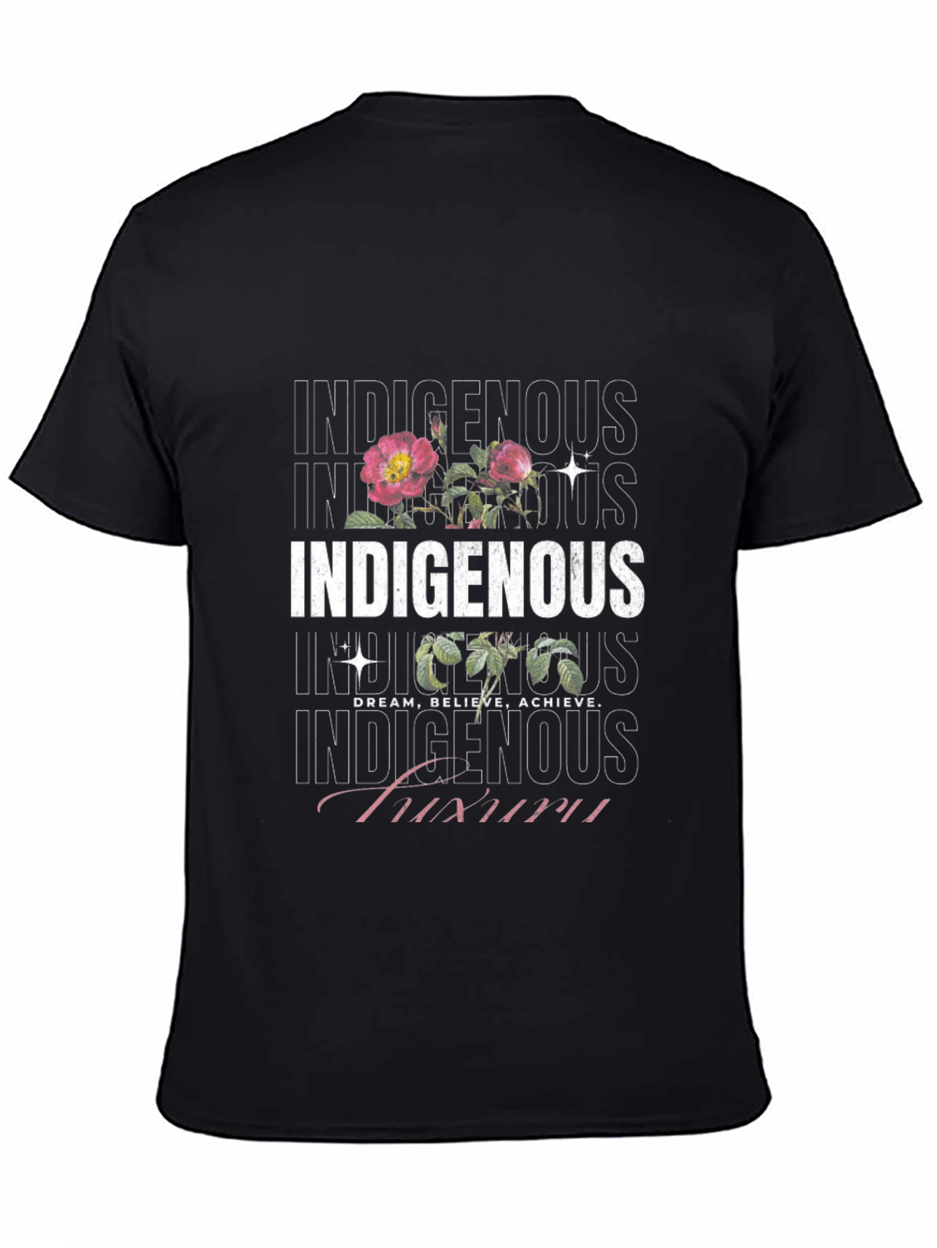 Black Indigenous Floral Print Black T-Shirt view 4