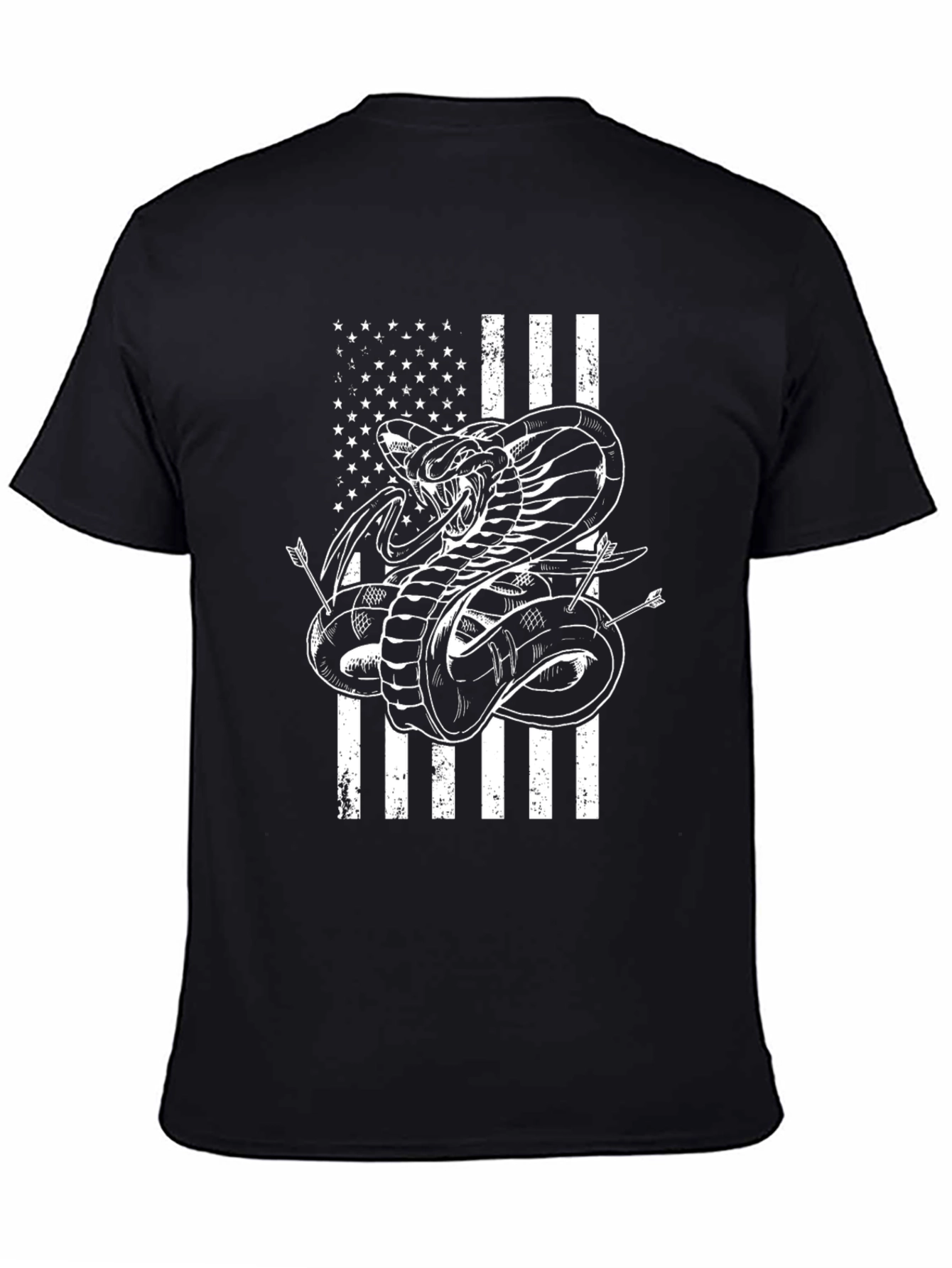 Black Cobra Snake American Flag Graphic T-Shirt view 4
