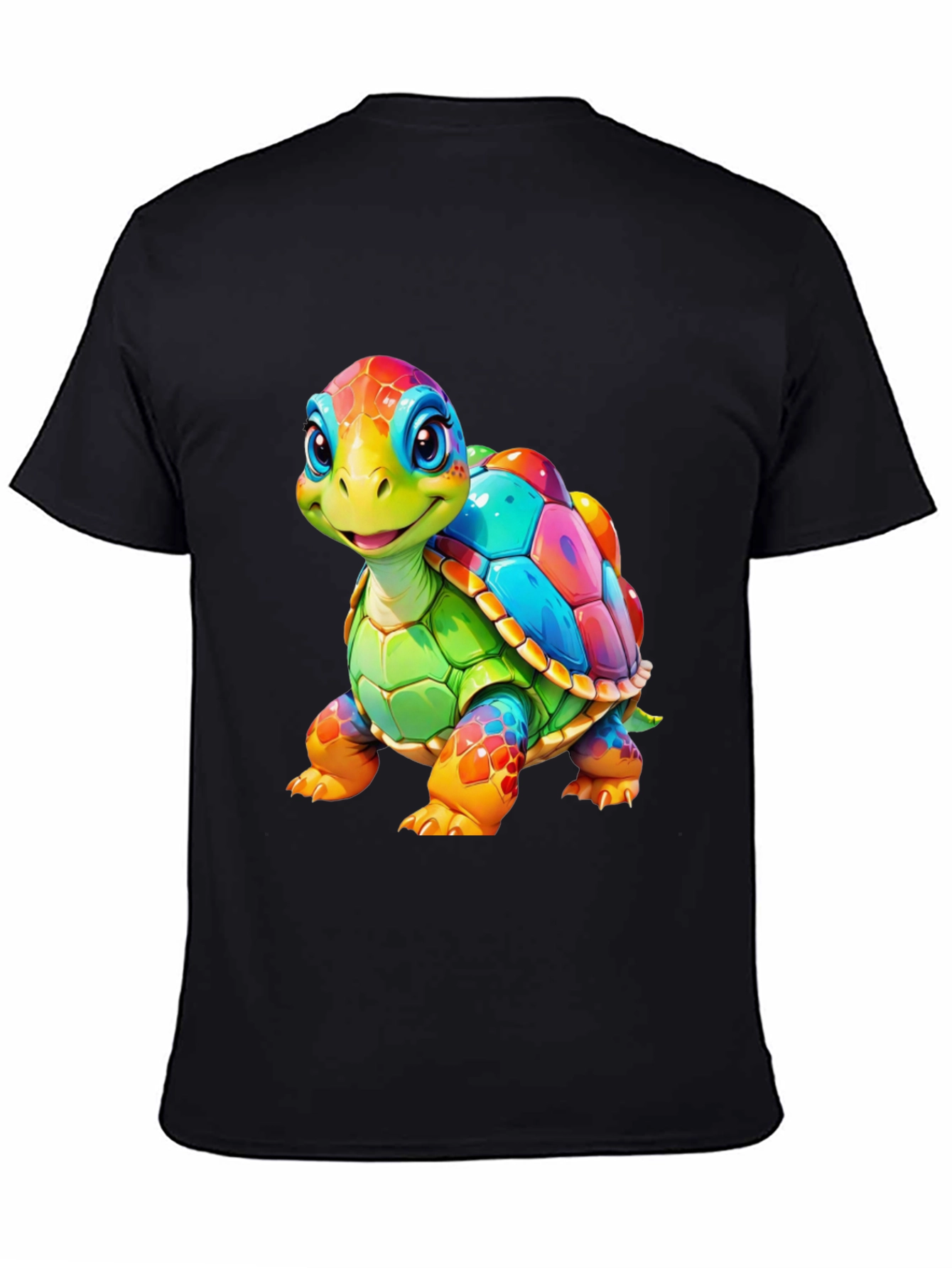 Black Rainbow Turtle Graphic Tee - Unique Colorful Design view 4