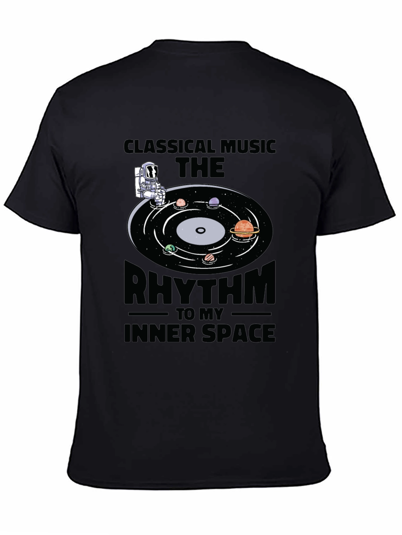 Black Classical Music T-Shirt: Inner Space Rhythm Tee view 4