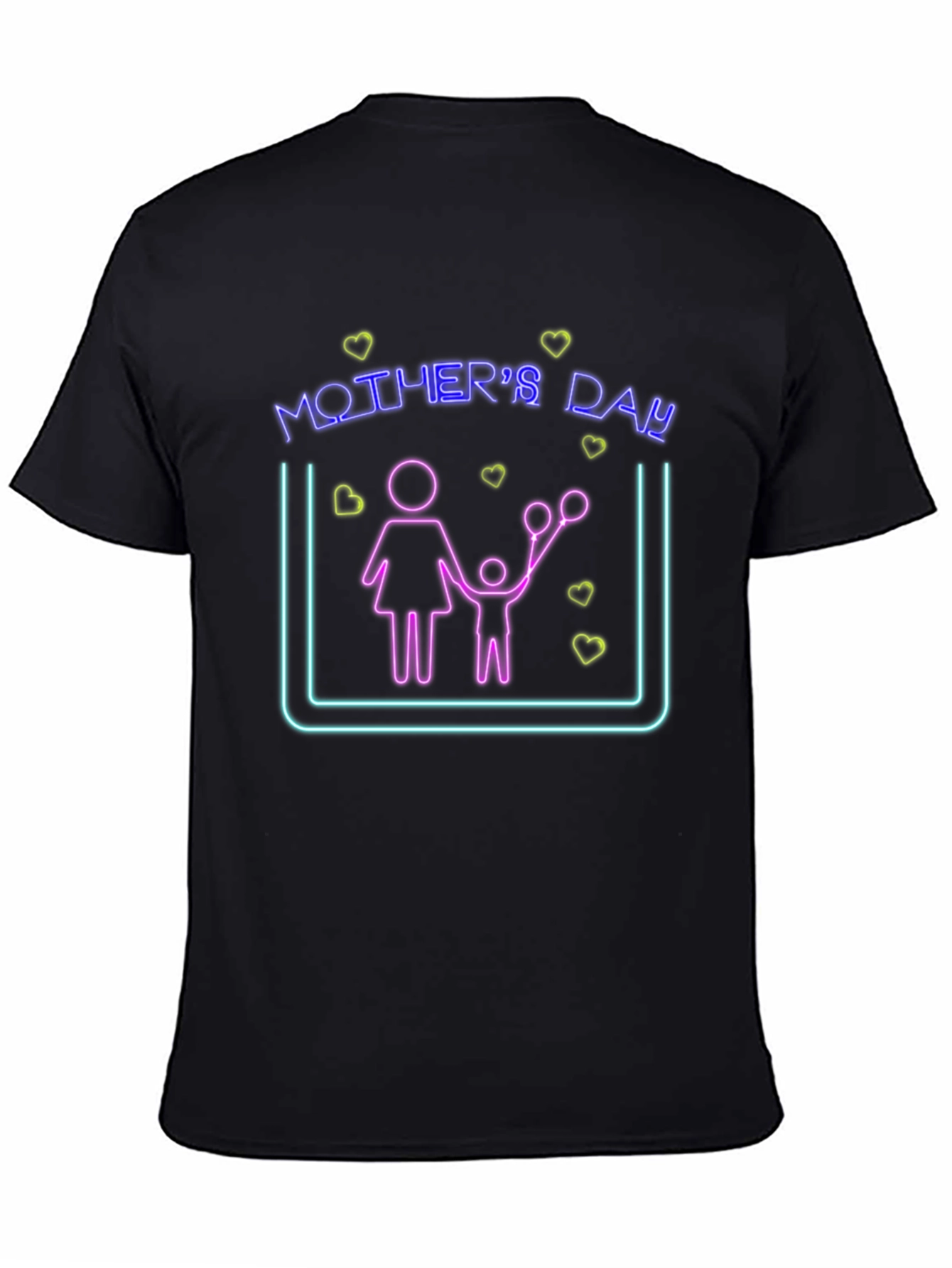 Black Mother's Day Graphic Tee - Neon Design view 4