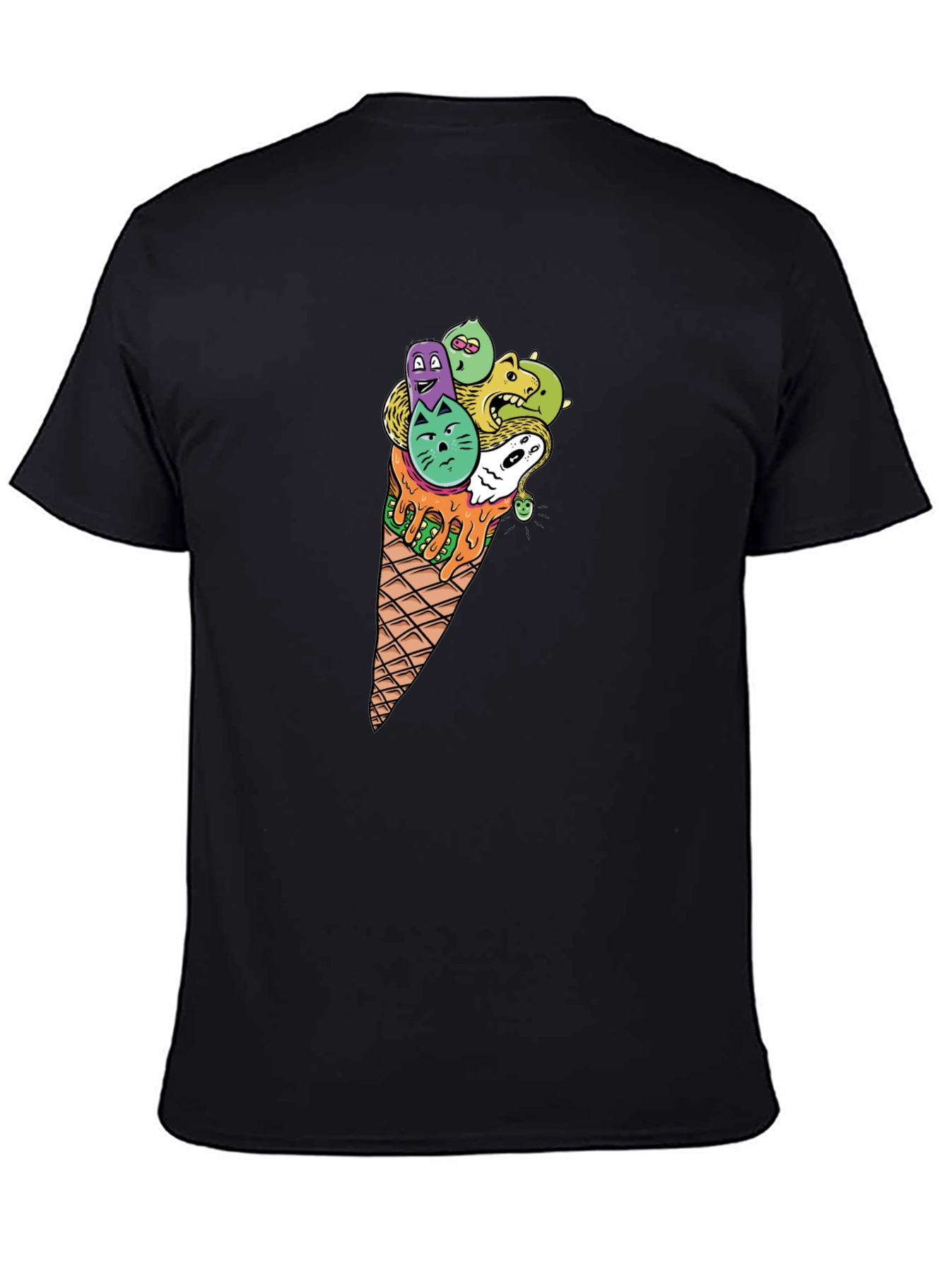 Black Funky Ice Cream Cone Graphic Tee - Black view 4