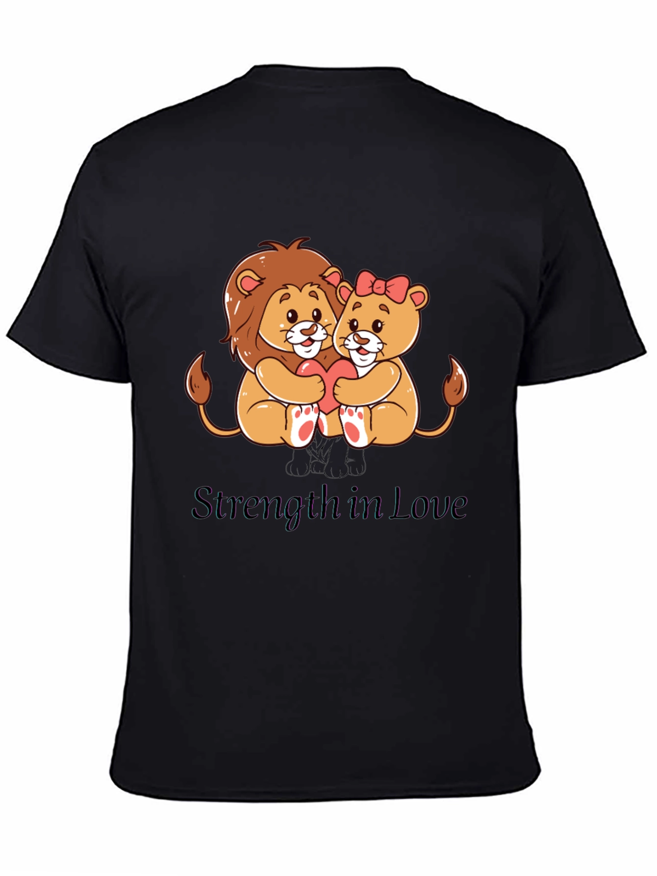Black Lion Love T-Shirt - Strength in Love Design view 4
