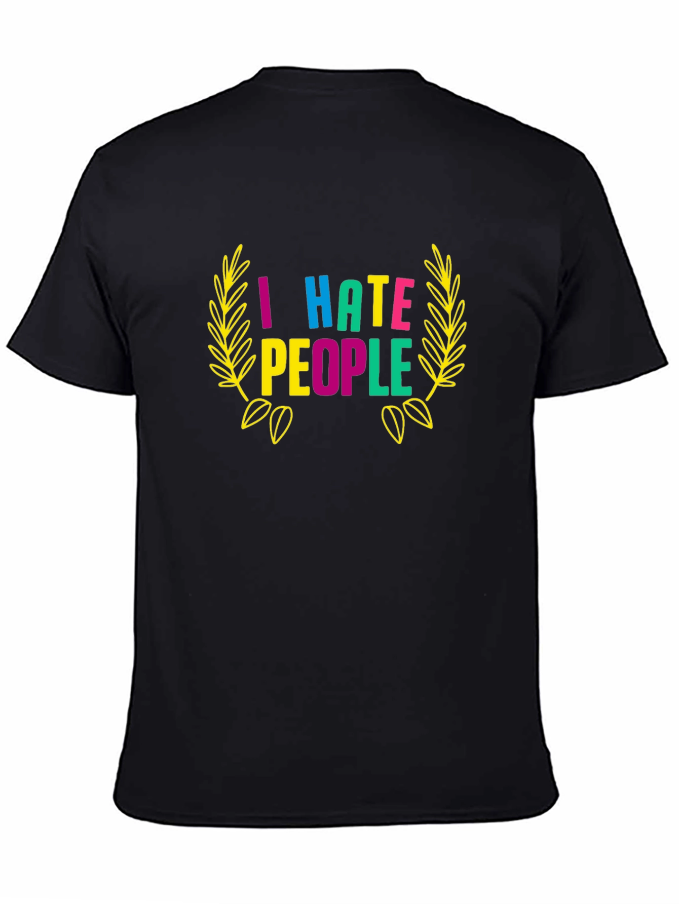 Black I Hate People Graphic Tee - Black Cotton T-Shirt view 4