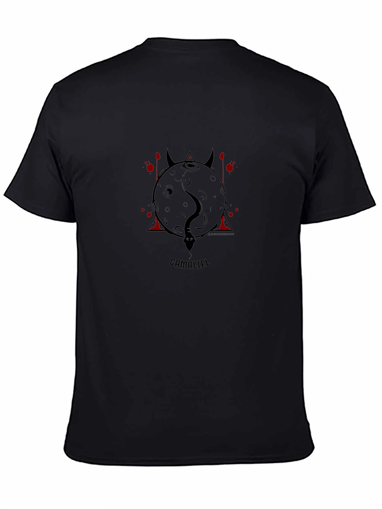 Black Gamaliel Graphic Tee - Occult Moon Design view 4