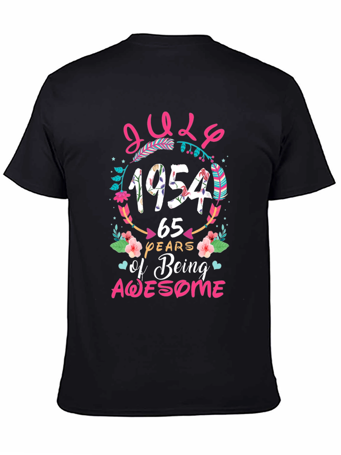 Black July 1954 65 Years of Being Awesome T-Shirt view 4