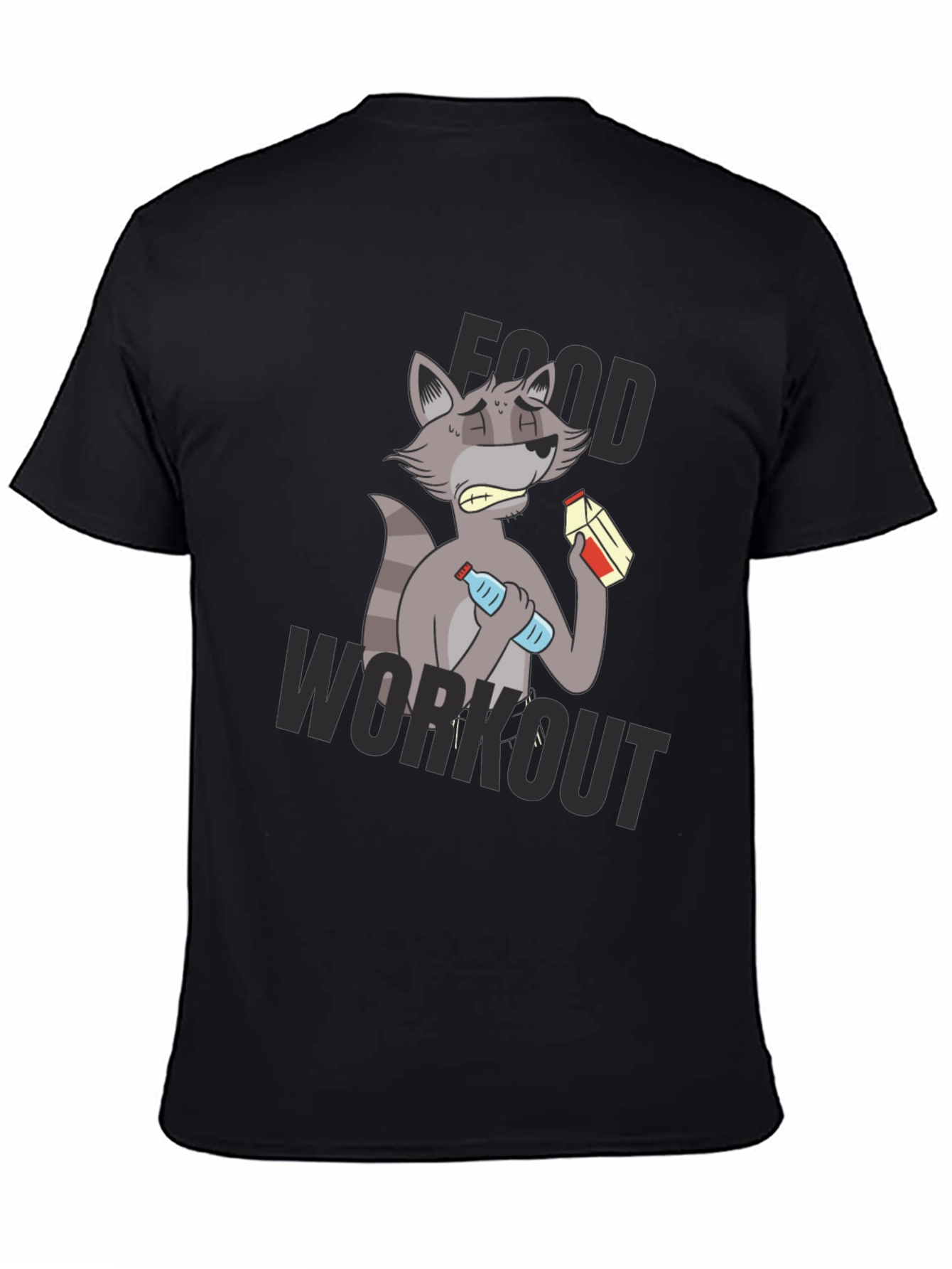 Black Food Workout T-Shirt - Funny Raccoon Gym Tee view 4