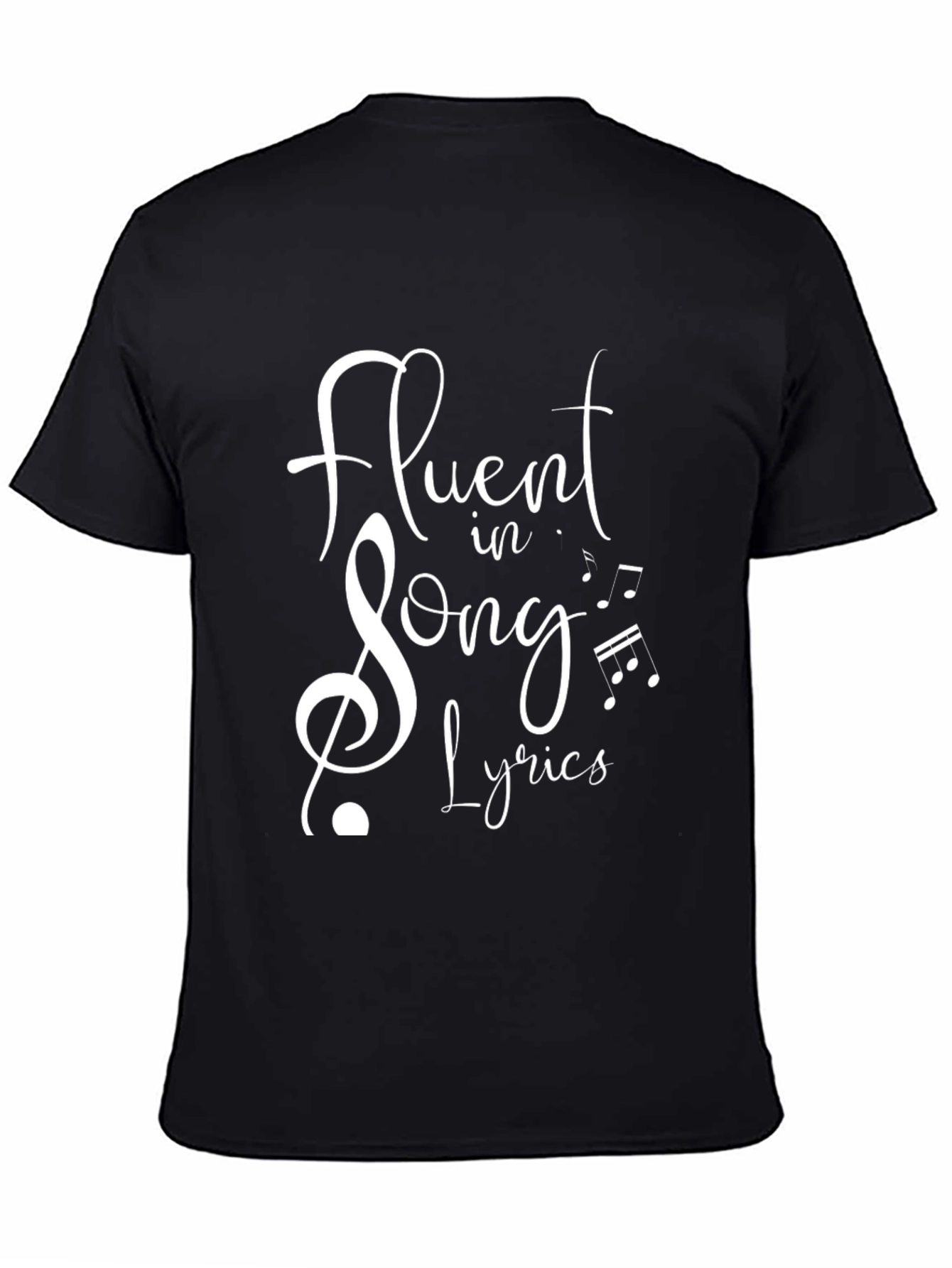 Black Fluent in Song Lyrics Black Graphic Tee view 4