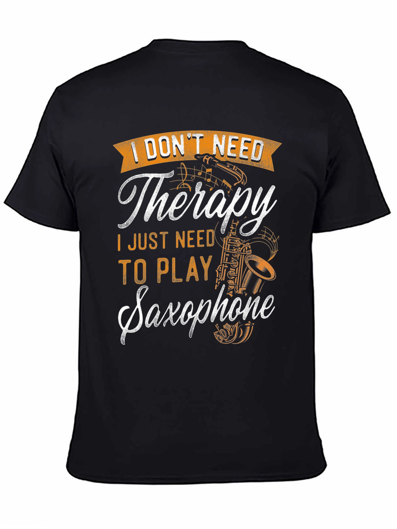 Black Saxophone Therapy T-Shirt view 4