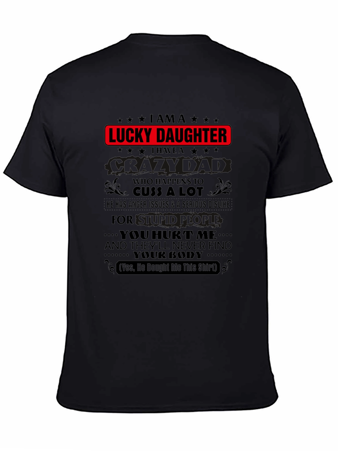 Black Lucky Daughter Graphic Tee - Black view 4