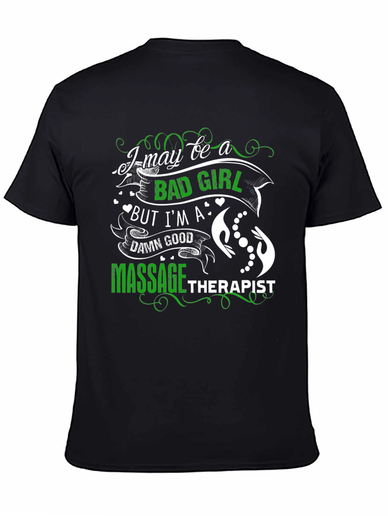 Black Bad Girl Massage Therapist T-Shirt view 4