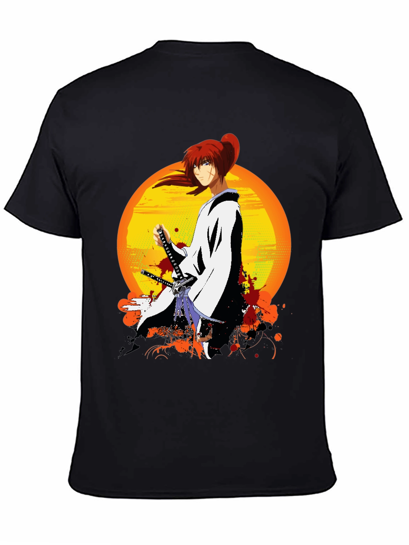 Black Anime Samurai T-Shirt view 4