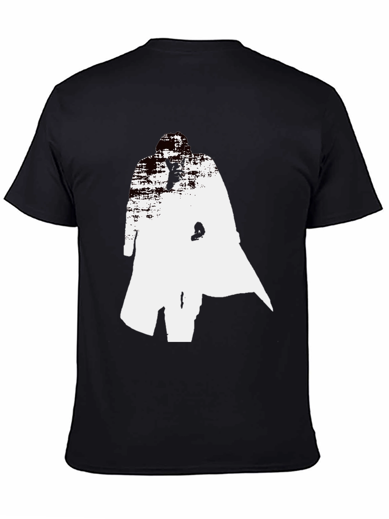 Black Abstract Trench Coat Graphic Tee - Stylish Black T-Shirt view 4