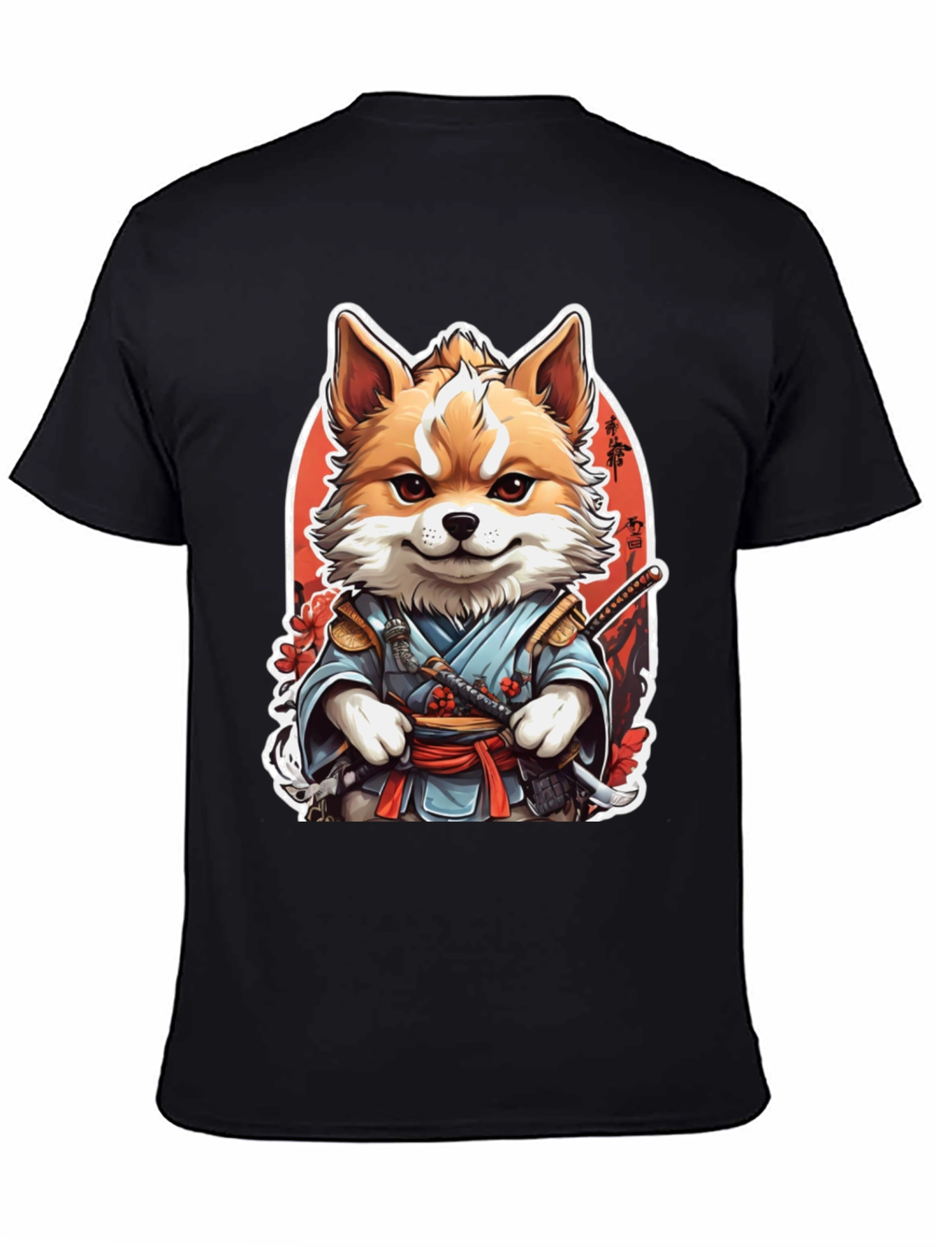 Black Samurai Fox Graphic Tee view 4