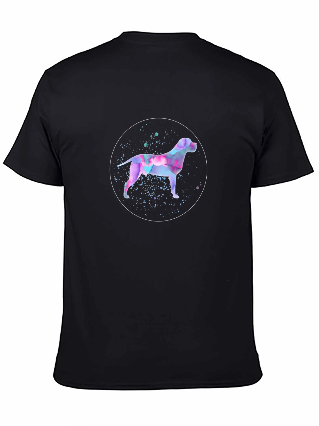 Black Watercolor Dog Graphic Tee - Black Cotton Blend view 4