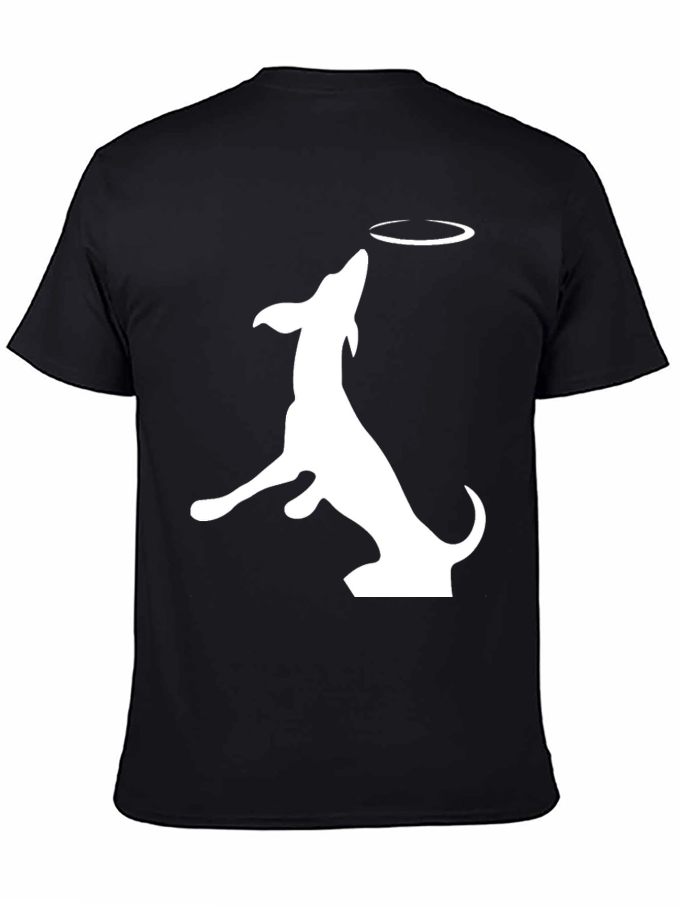 Black Dog Catching Frisbee Graphic Tee view 4