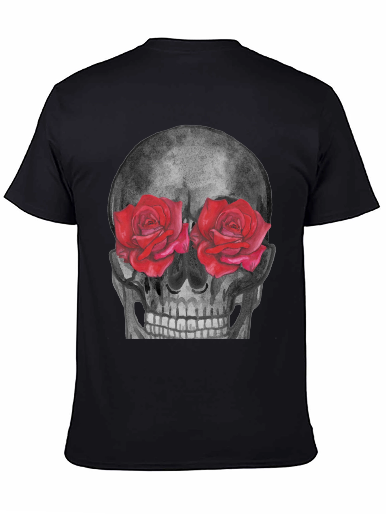 Black Skull & Roses Graphic Tee - Unique Design view 4