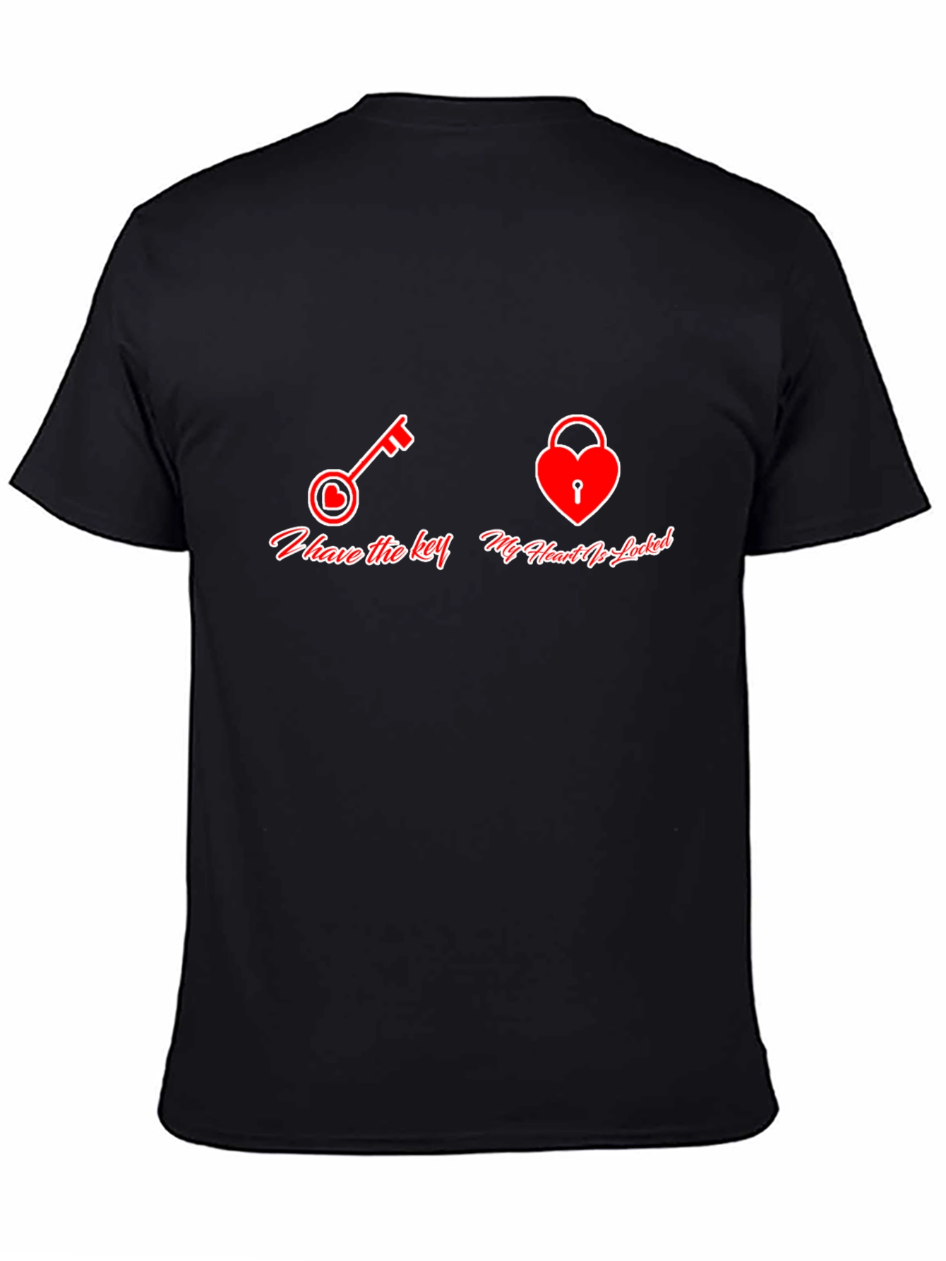 Black Key to My Heart Graphic T-Shirt - Unisex view 4