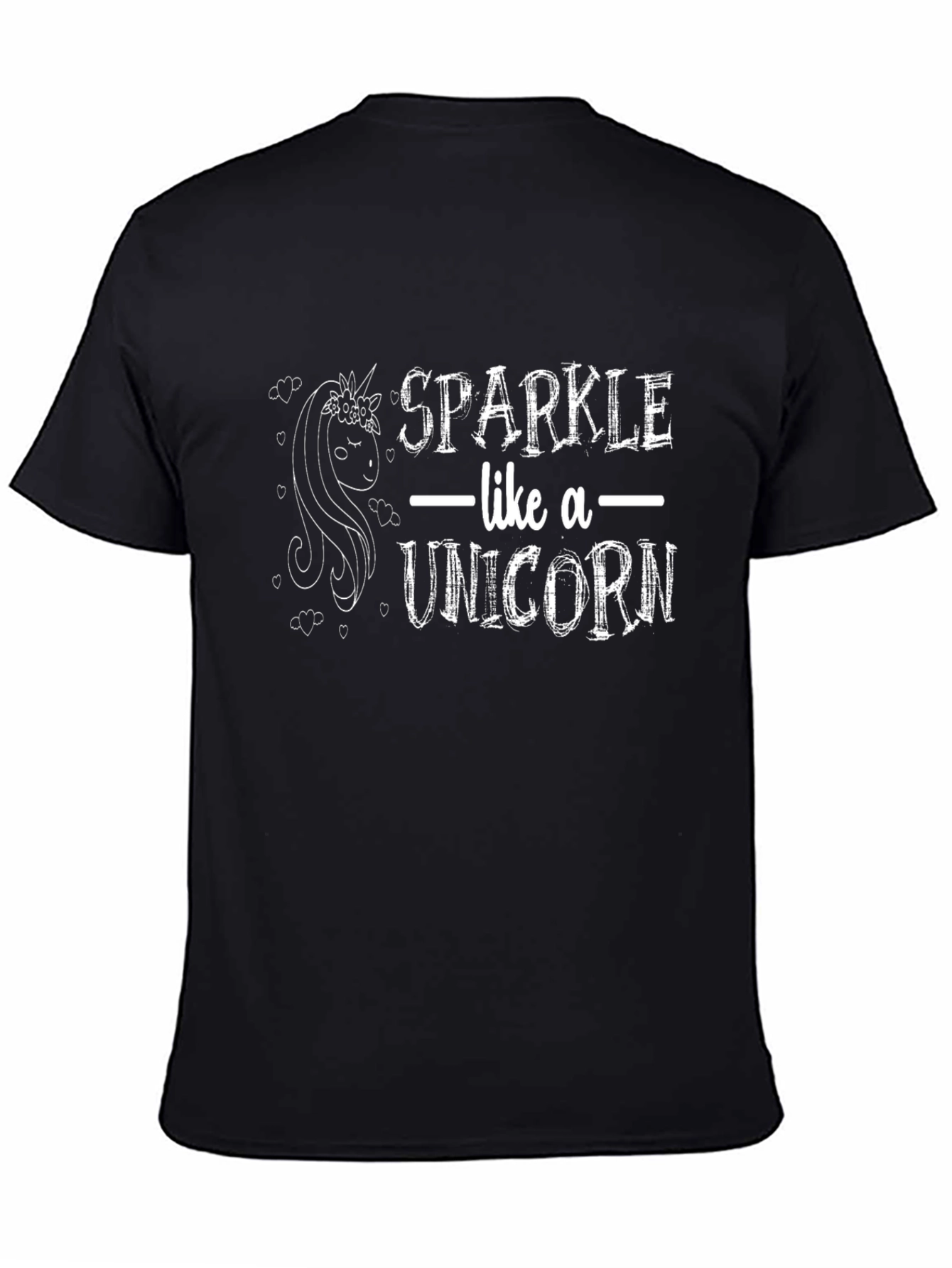Black Sparkle Like a Unicorn Black T-Shirt view 4