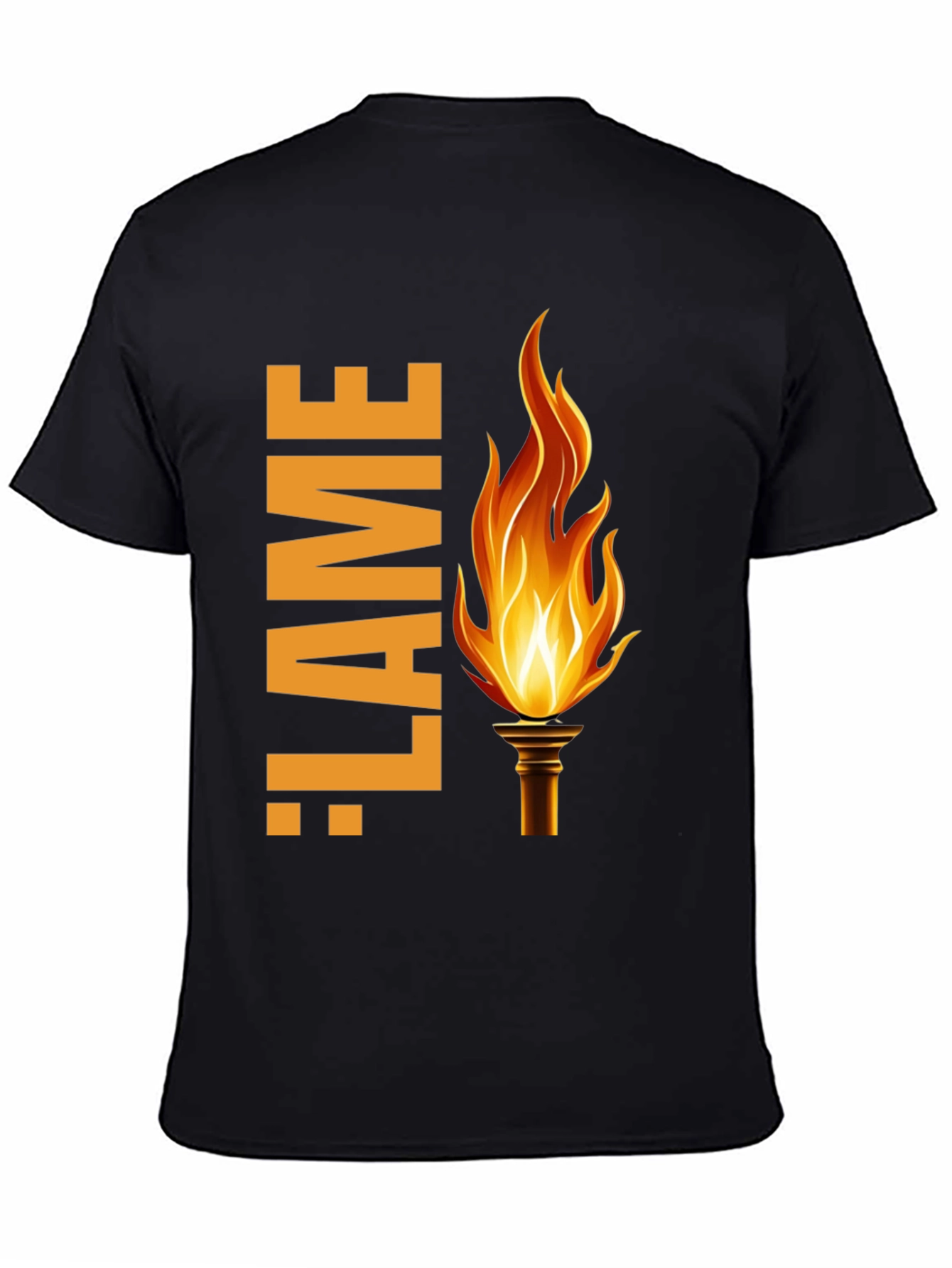 Black Flame Graphic Print Black T-Shirt view 4