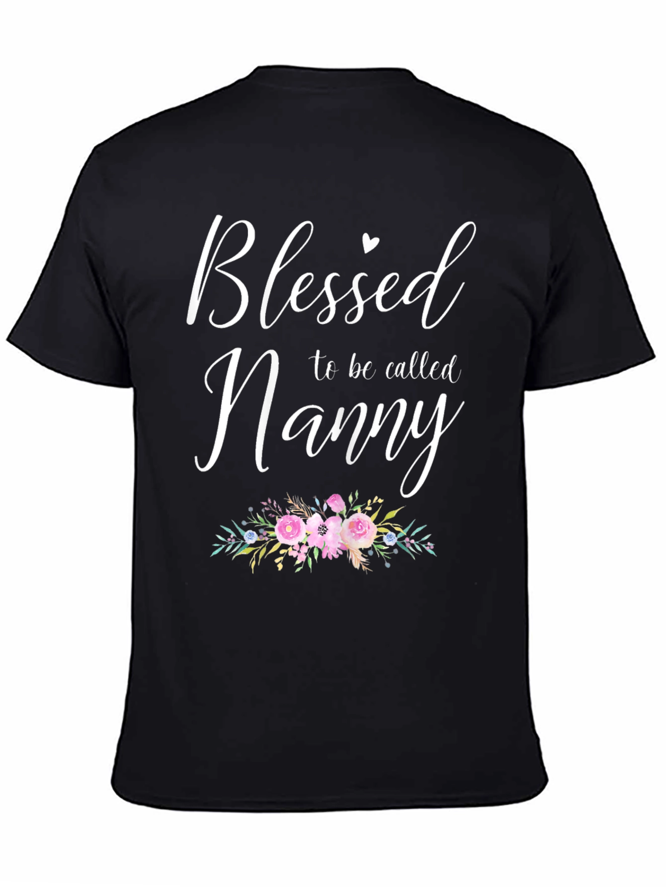 Black Blessed Nanny Graphic Tee - Floral Design view 4