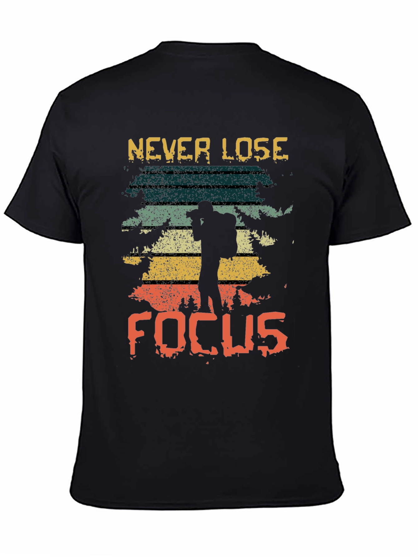 Black Never Lose Focus Retro Graphic Tee view 4