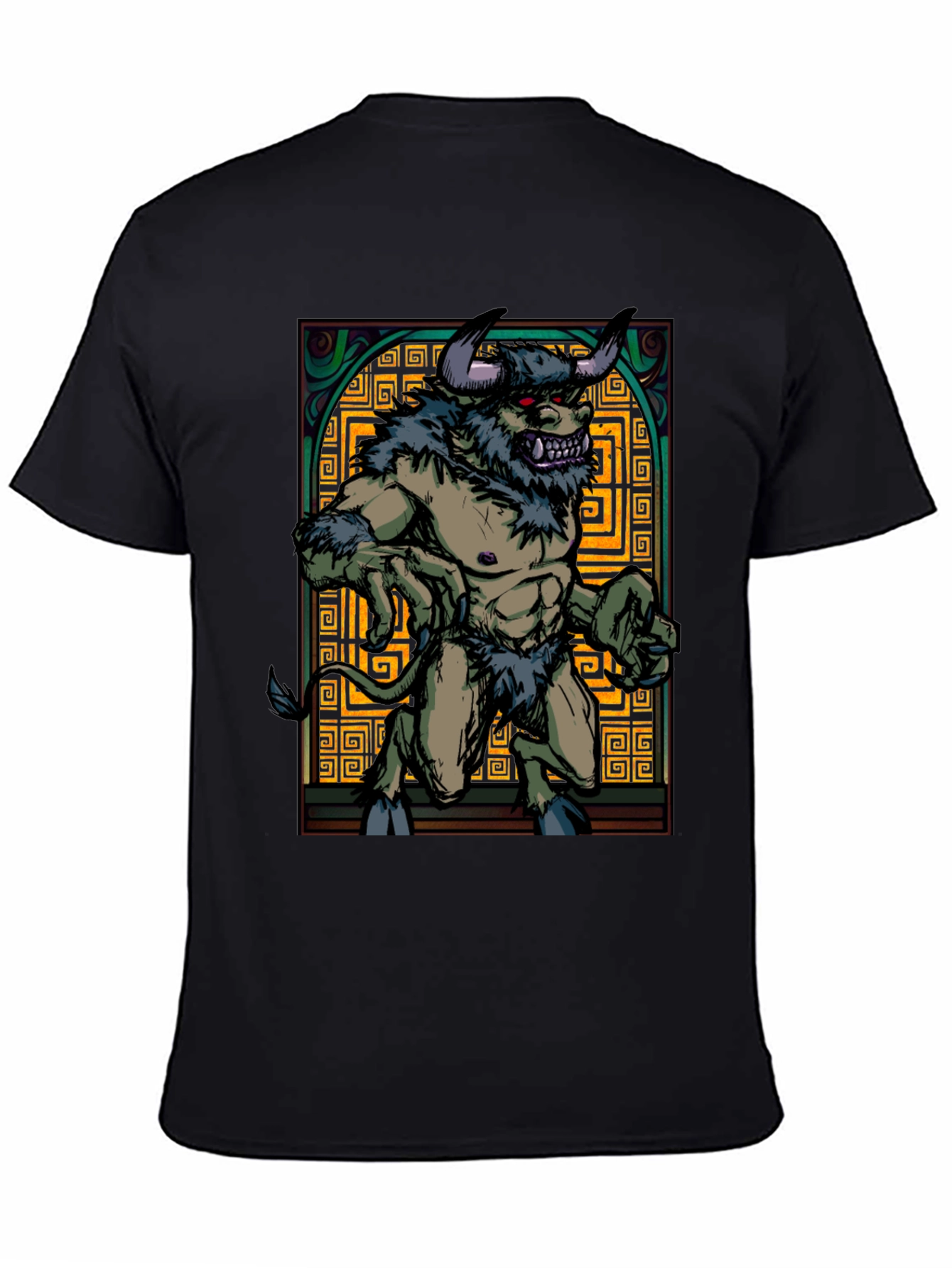 Black Minotaur Graphic Tee - Black Cotton Shirt view 4