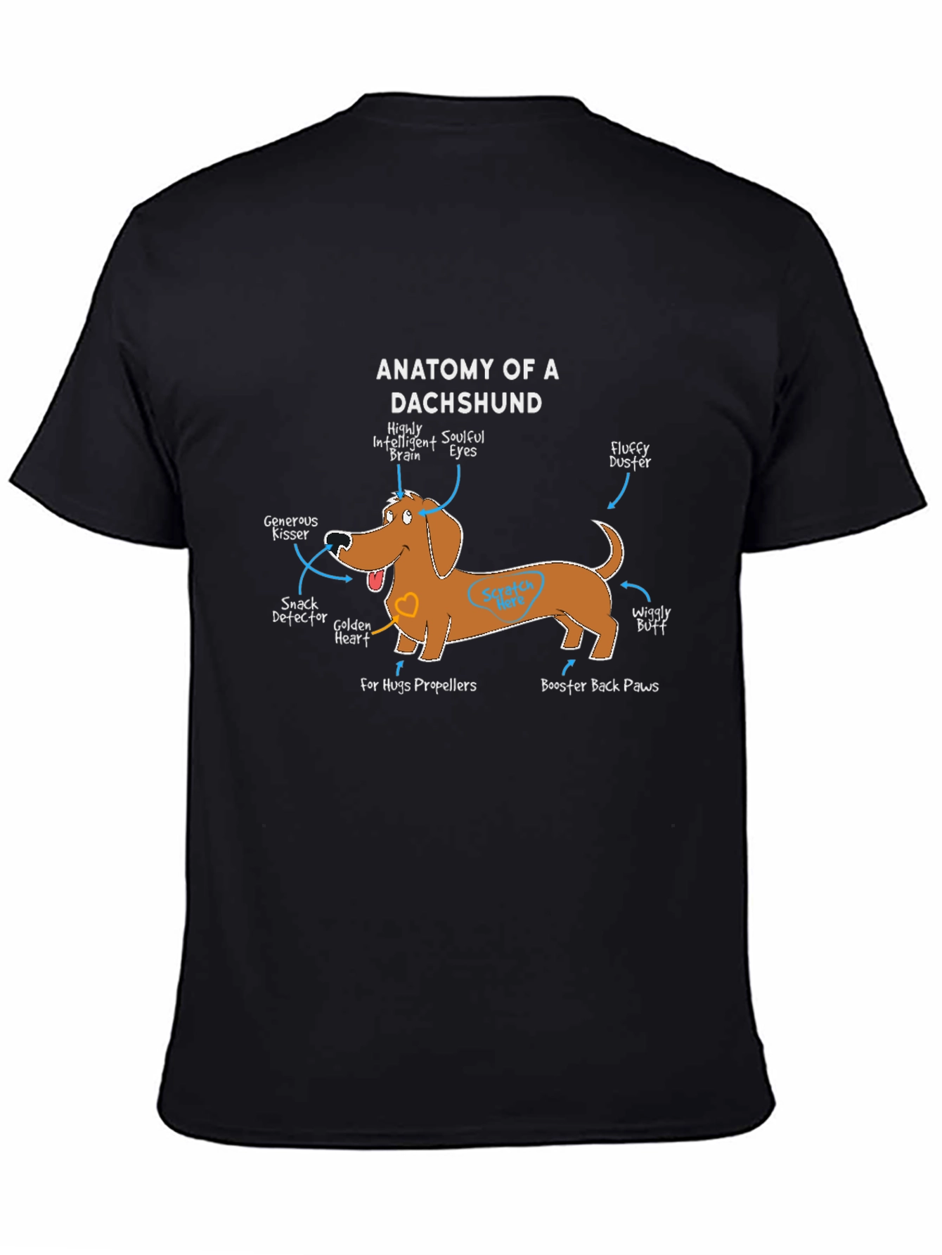 Black Anatomy of a Dachshund Funny Dog T-Shirt view 4