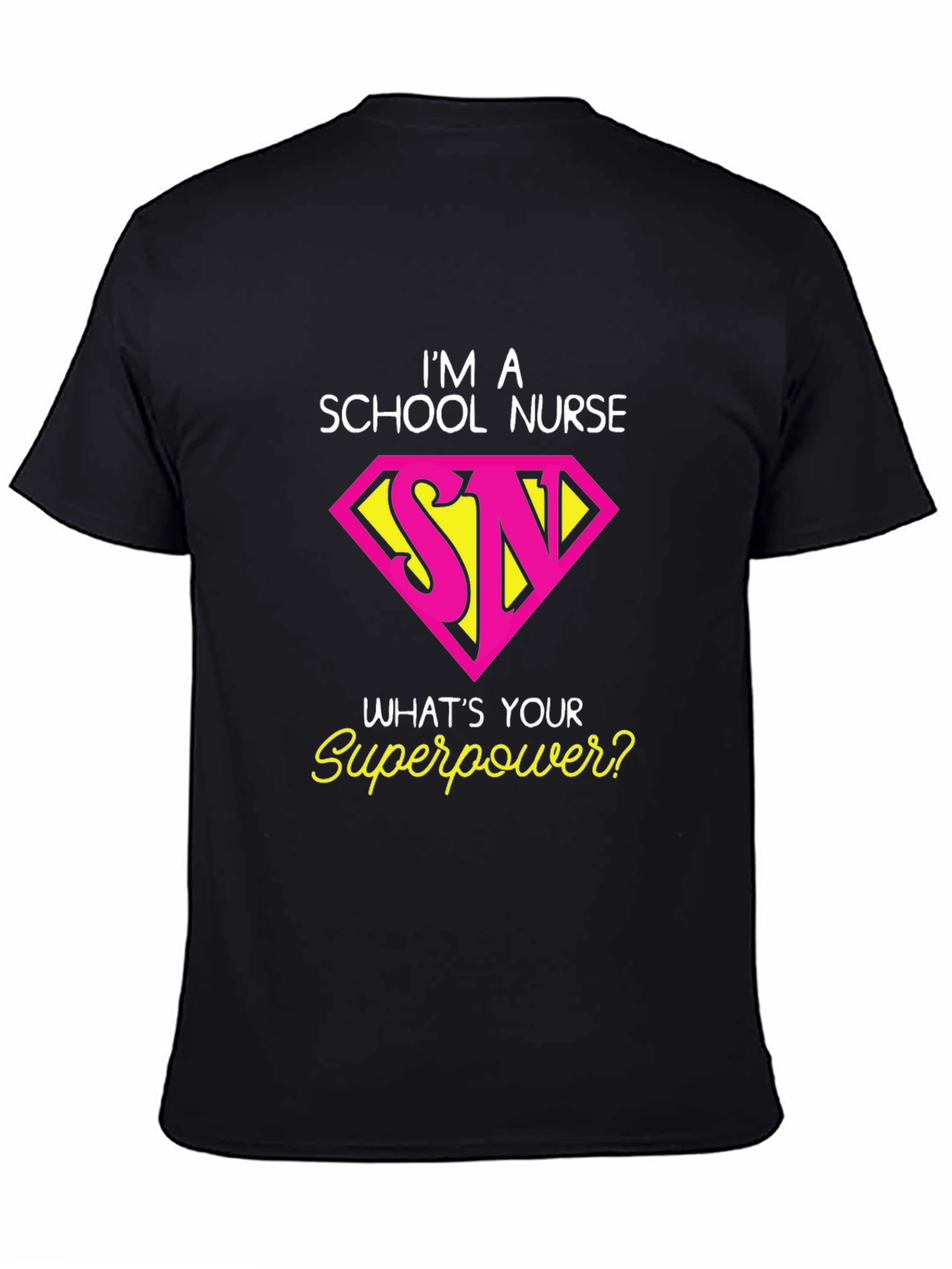 Black School Nurse Superpower T-Shirt view 4