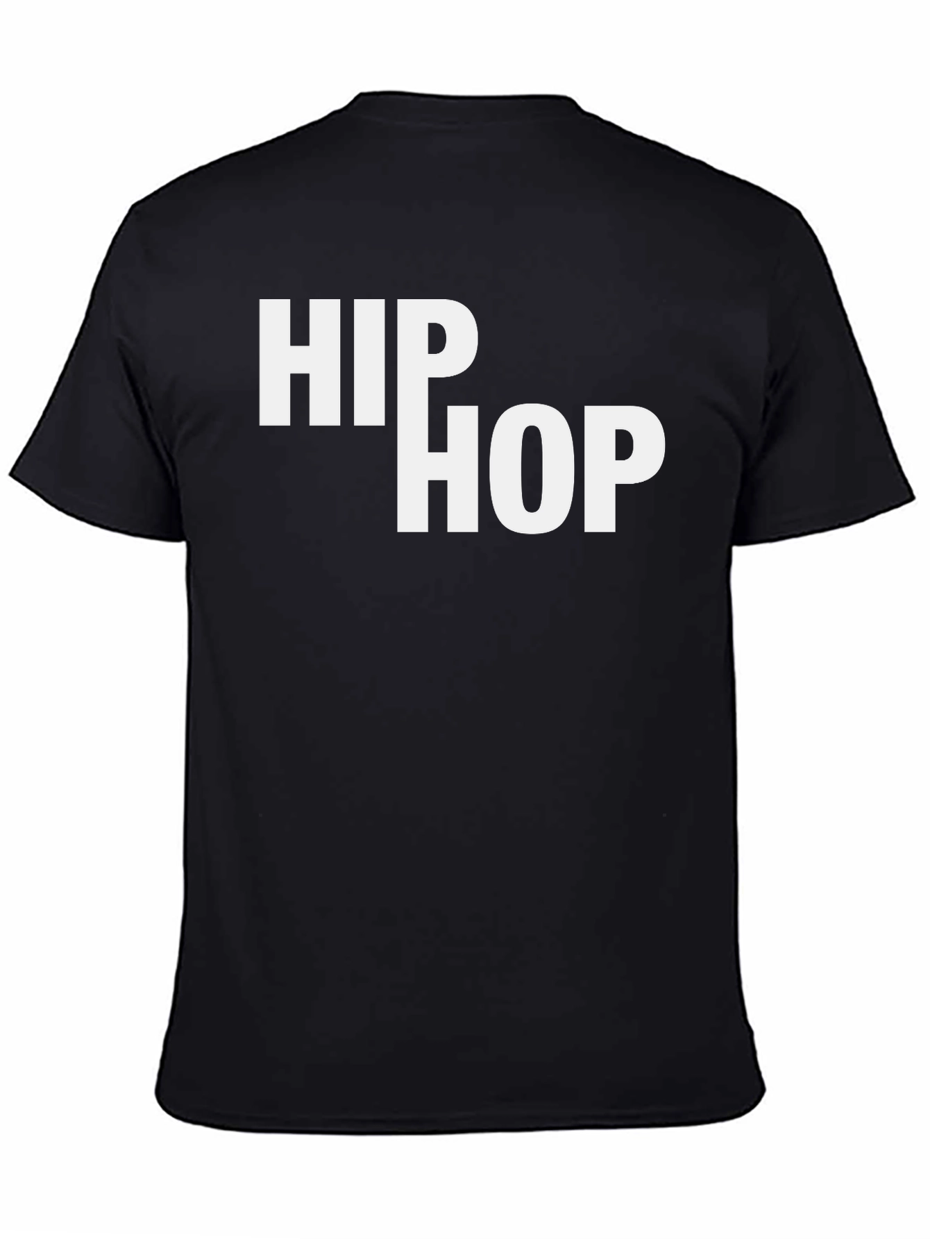 Black Hip Hop Graphic Print Crew Neck T-Shirt view 4