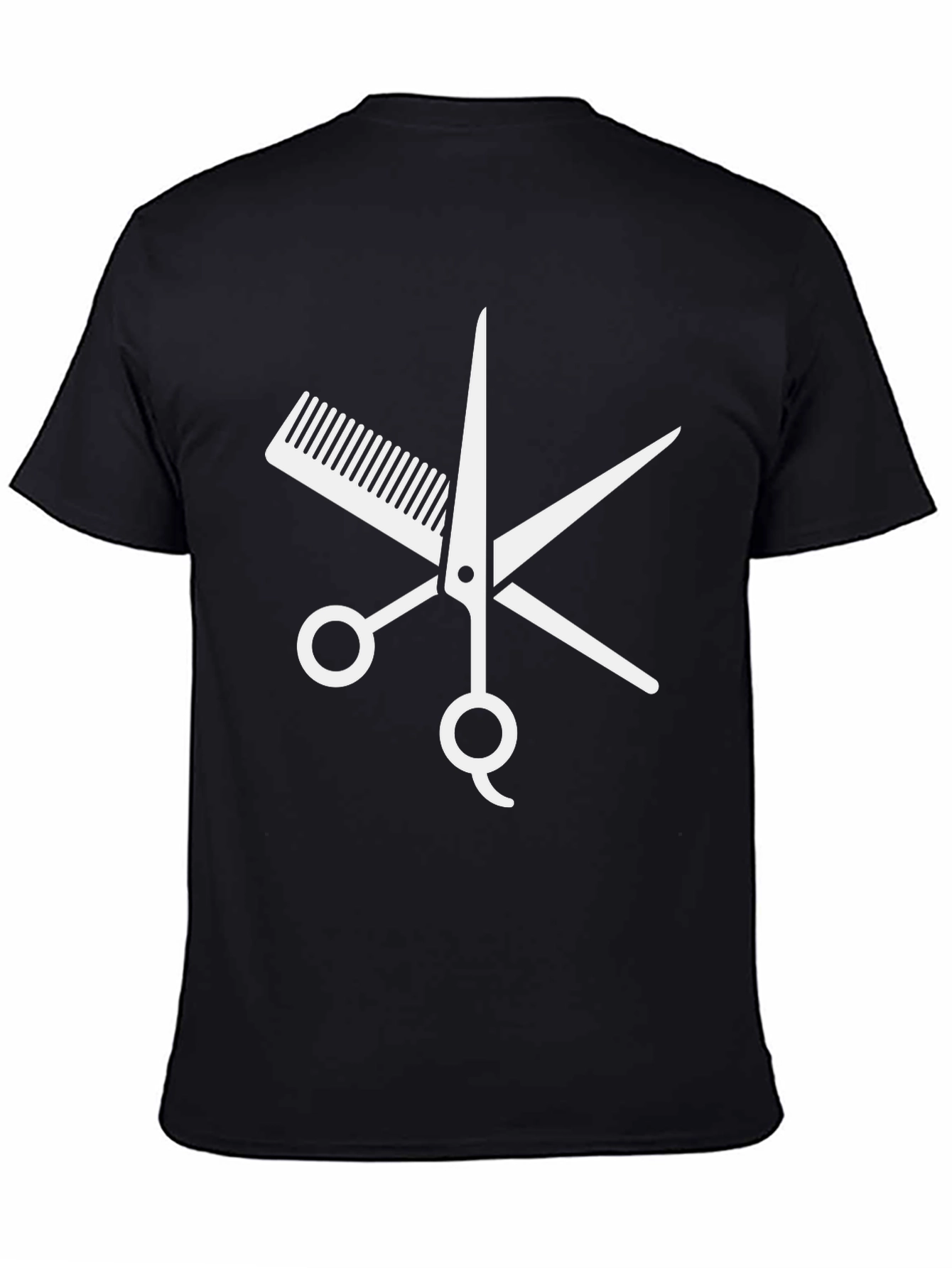 Black Barber's Tee: Scissors & Comb Graphic T-Shirt view 4