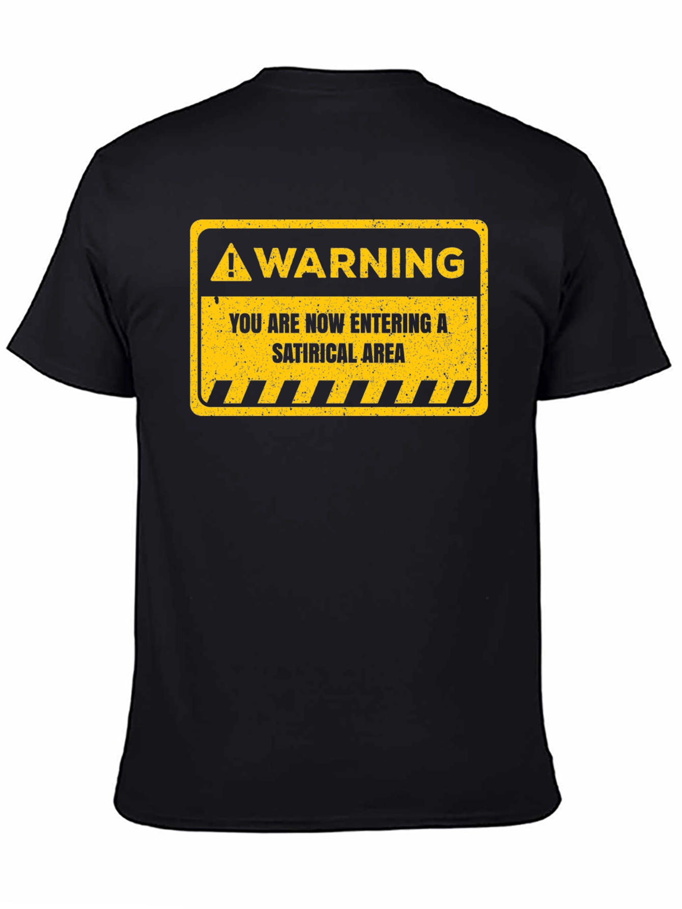Black Satirical Area Warning Graphic Tee - Funny Humor T-Shirt view 4