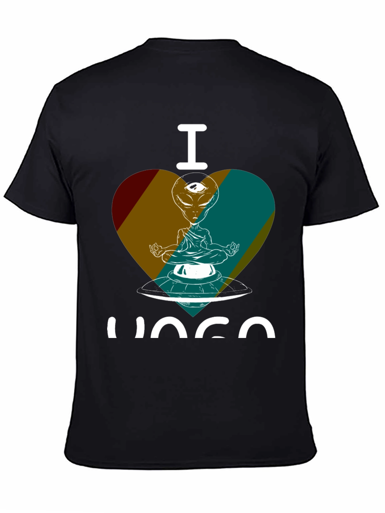 Black I Love Yoga Alien UFO Graphic Tee - Meditating in Space! view 4