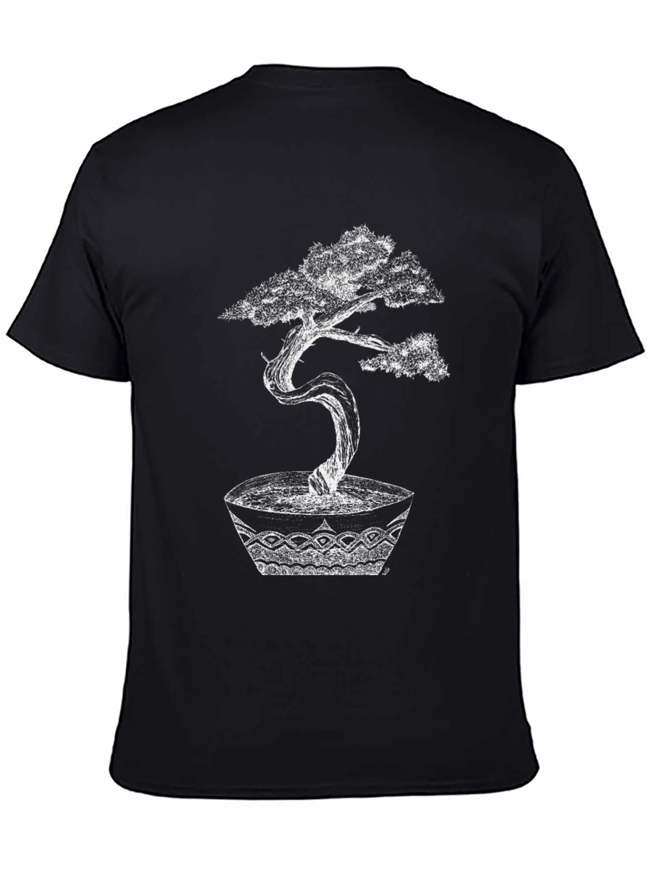 Black Bonsai Tree Graphic Tee - Artistic Black T-Shirt view 4